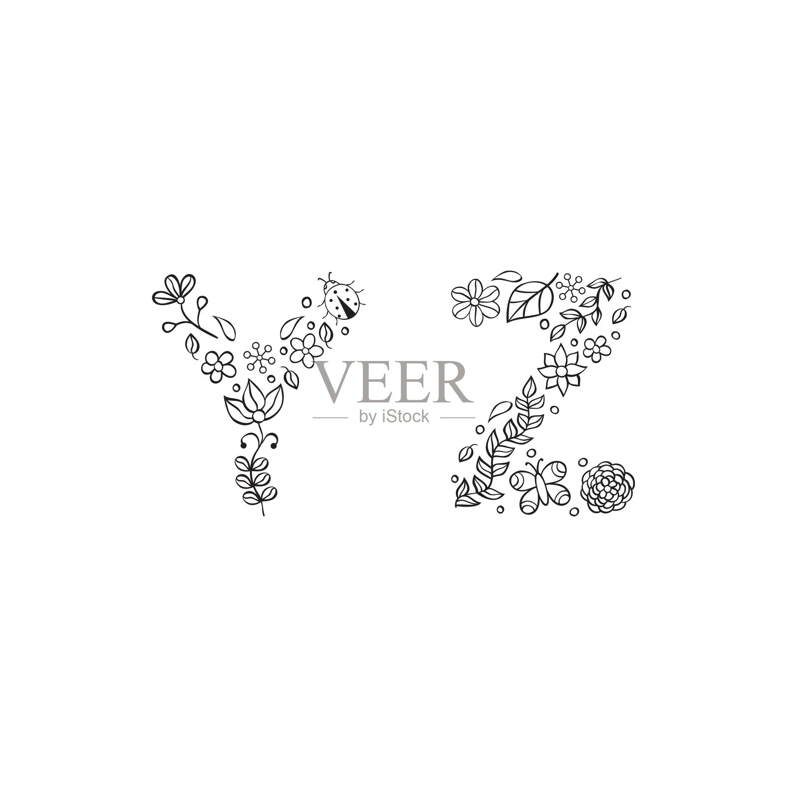 手绘字母在白色的背景设计元素图片