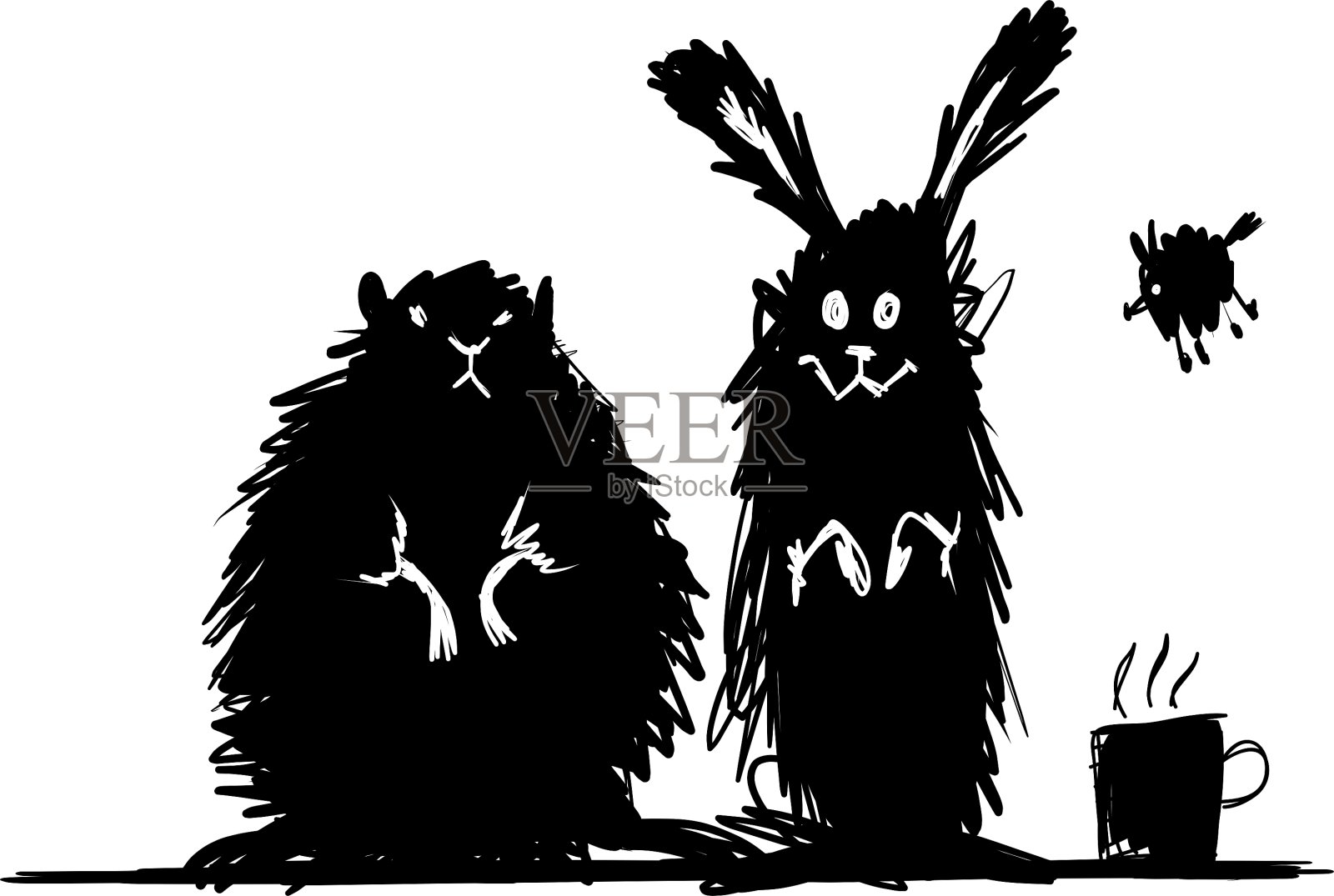 有趣的风格化啮齿动物素描为您设计元素图片