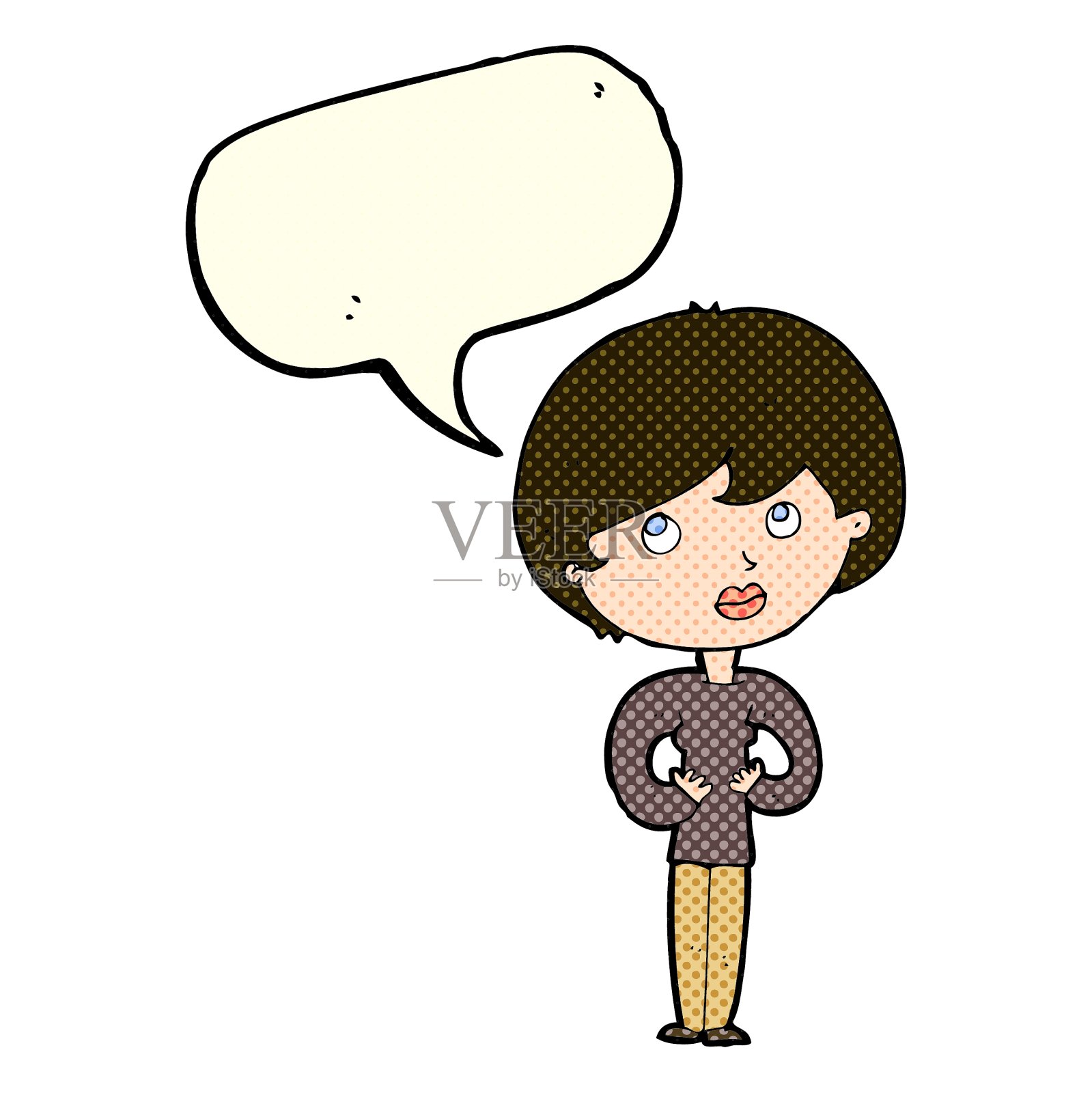 卡通女人做着“谁是我”的手势设计元素图片