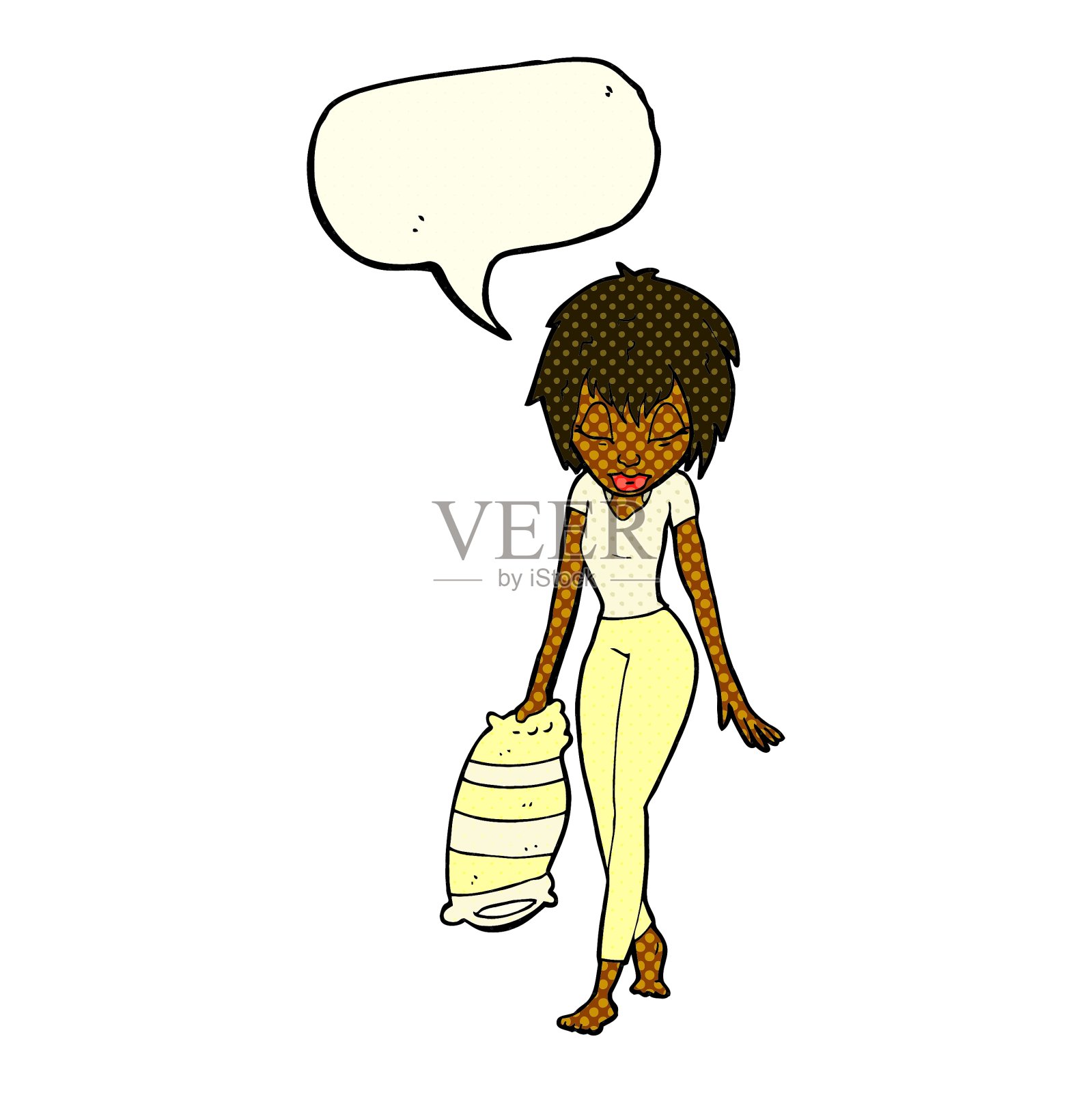 卡通女人睡觉的时候说话泡泡设计元素图片