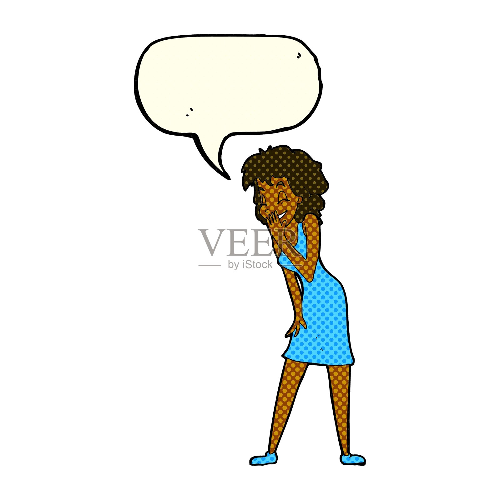 卡通女人笑着说话冒泡设计元素图片