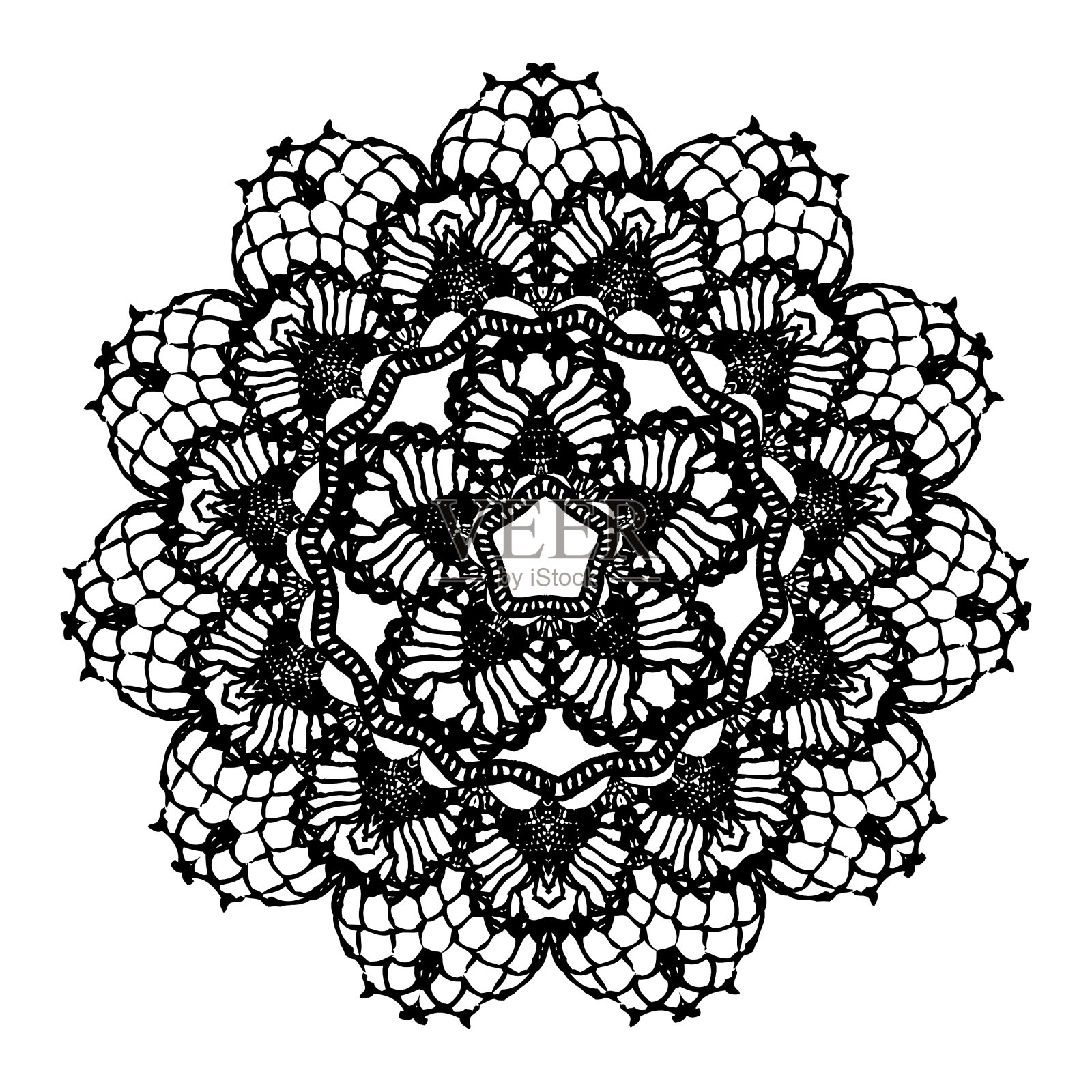 黑色的钩针桌巾设计元素图片