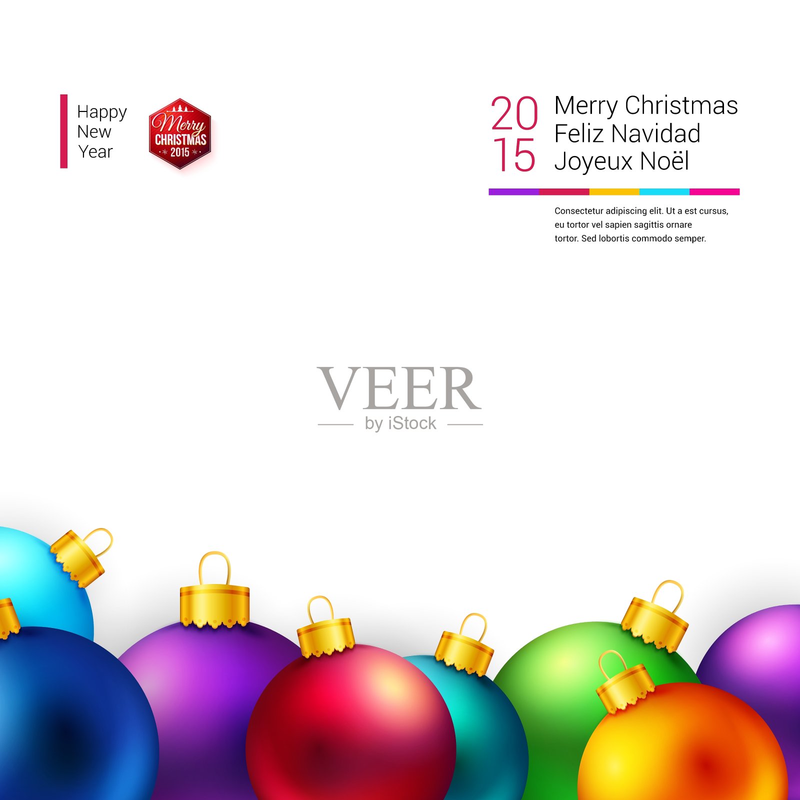 圣诞贺卡与明亮多彩的圣诞节设计模板素材