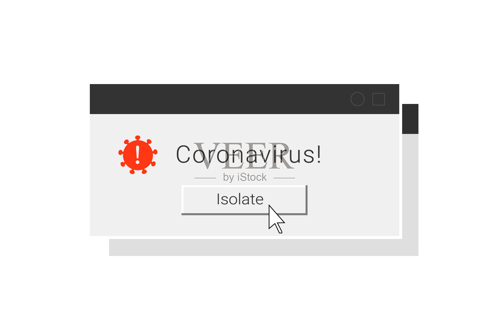 冠状病毒感染危险警报信息。PC错误报告窗口。插画图片素材