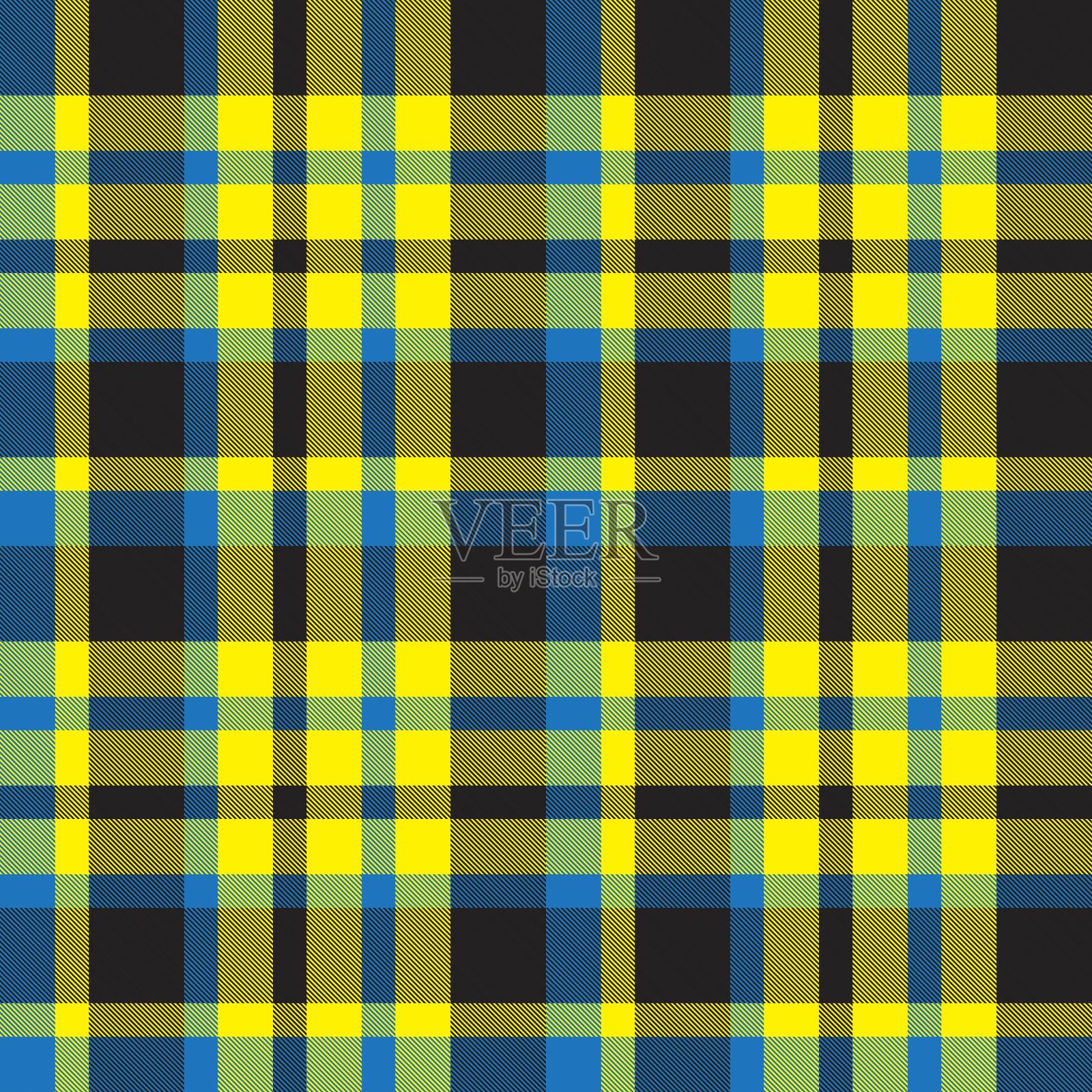 黄色格子呢格子无缝图案插画图片素材