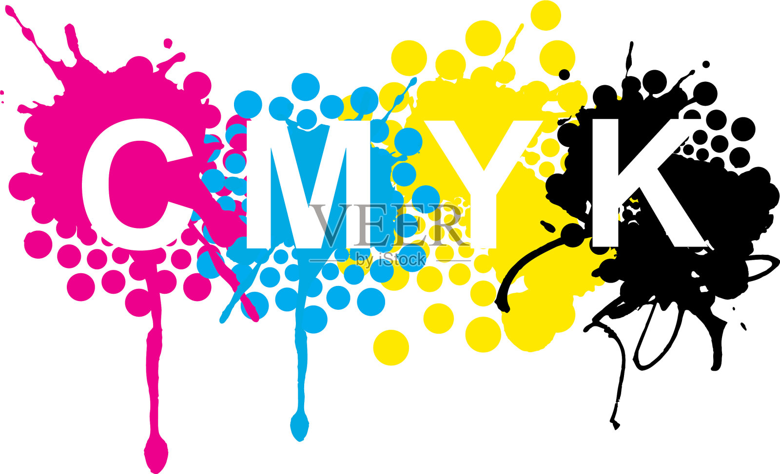 CMYK打印颜色飞溅设计元素图片