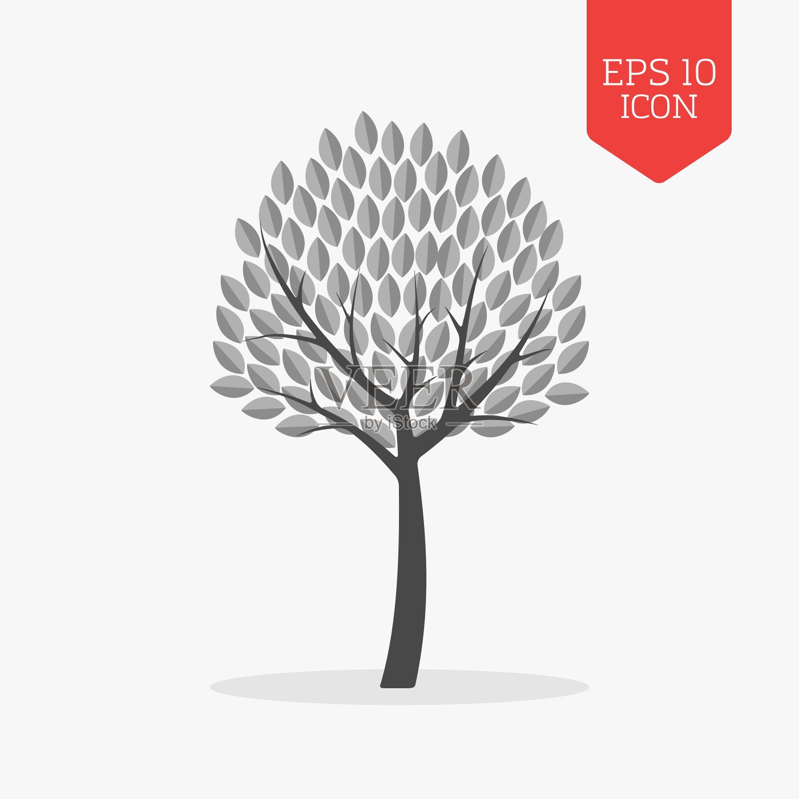 树图标平面设计灰色象征现代UI插画图片素材