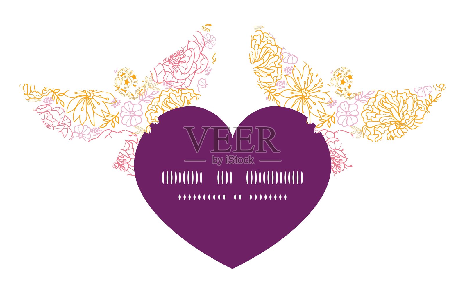 花勾勒出鸟捧心的轮廓设计元素图片