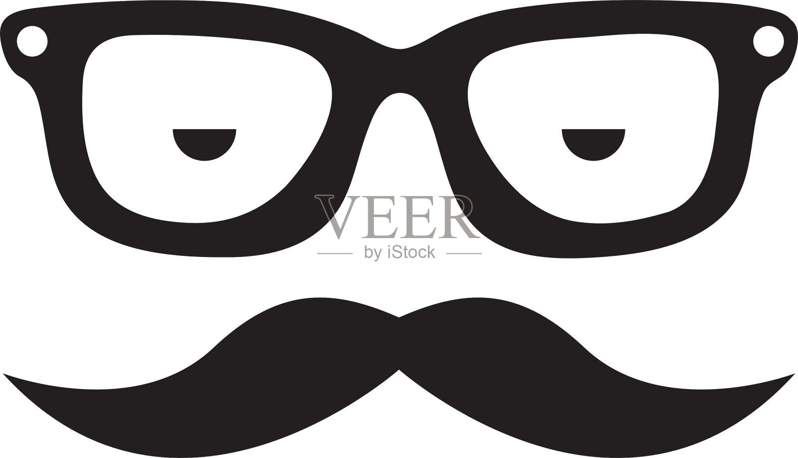 小胡子和眼镜是嬉皮士风格孤立的偶像设计元素图片