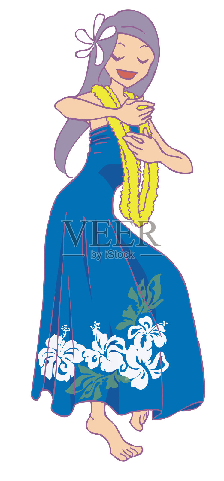 一个女孩跳草裙舞的插图插画图片素材