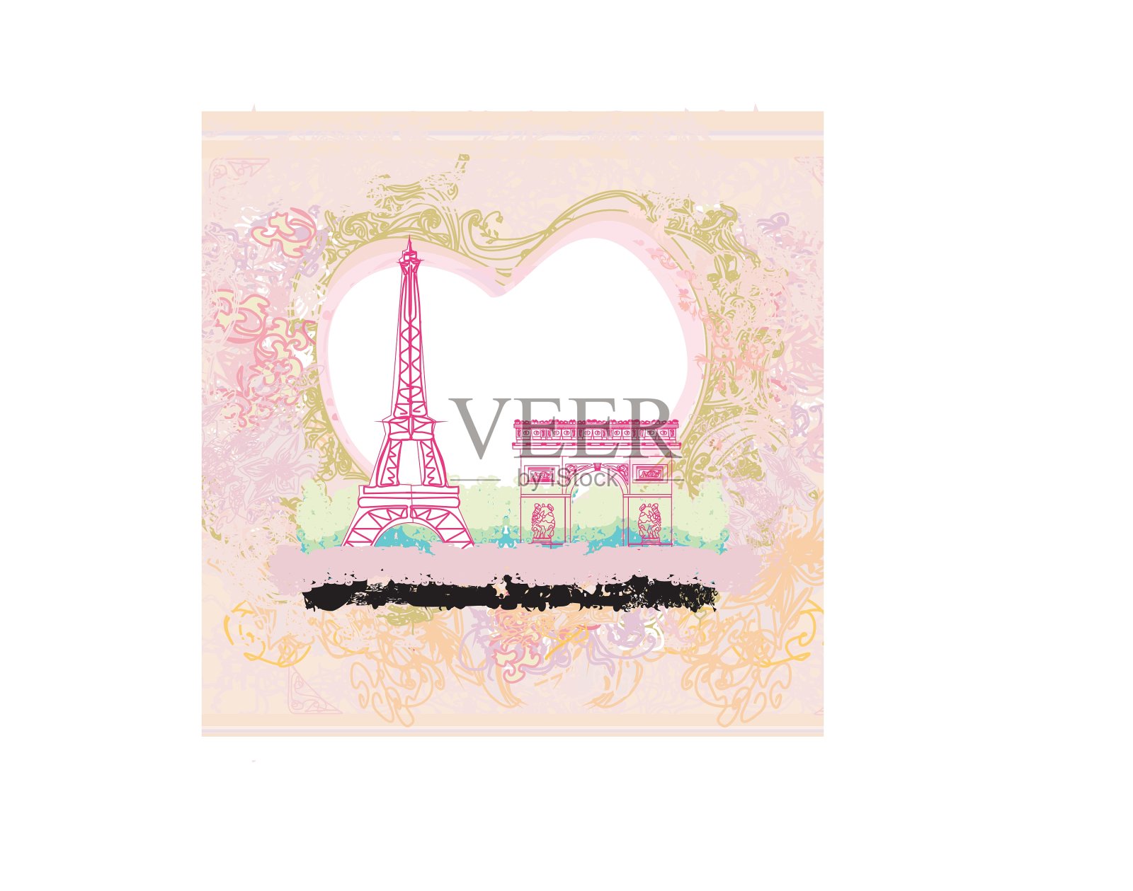 埃菲尔铁塔艺术背景插画图片素材
