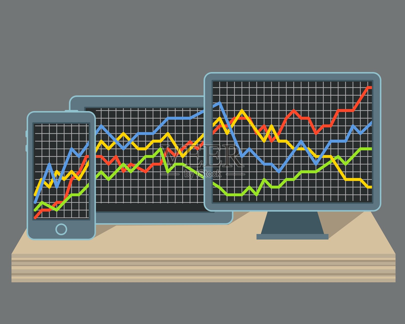 带有图表的现代小工具插画图片素材