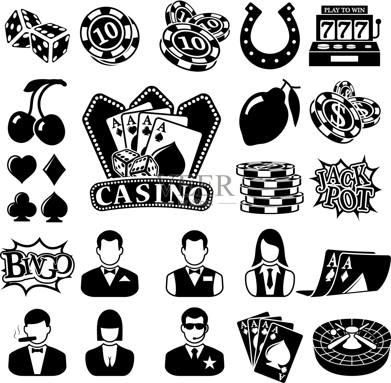 黑色赌场图标集图标素材