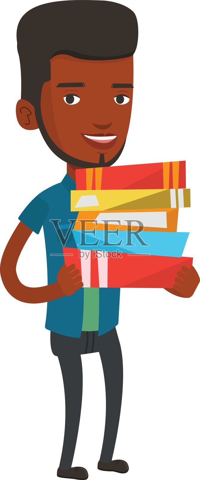 拿着一堆书的男人设计元素图片