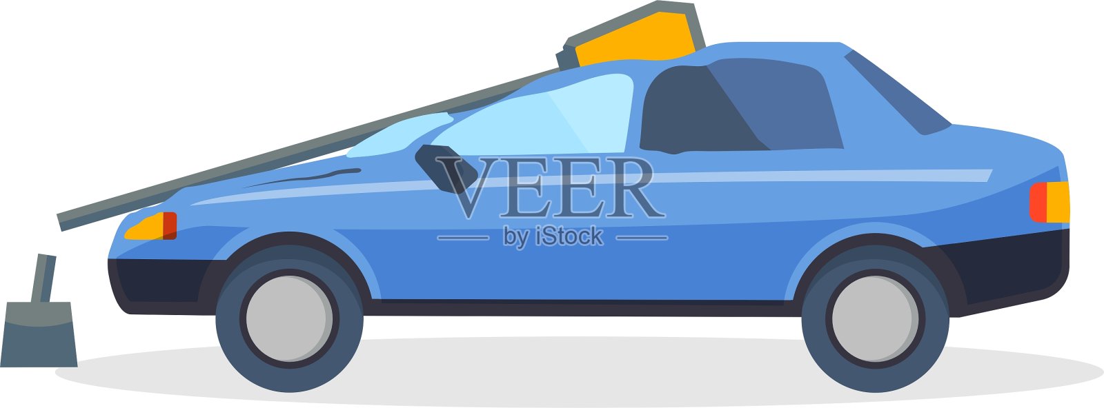 事故发生后,道路上的汽车被毁设计元素图片