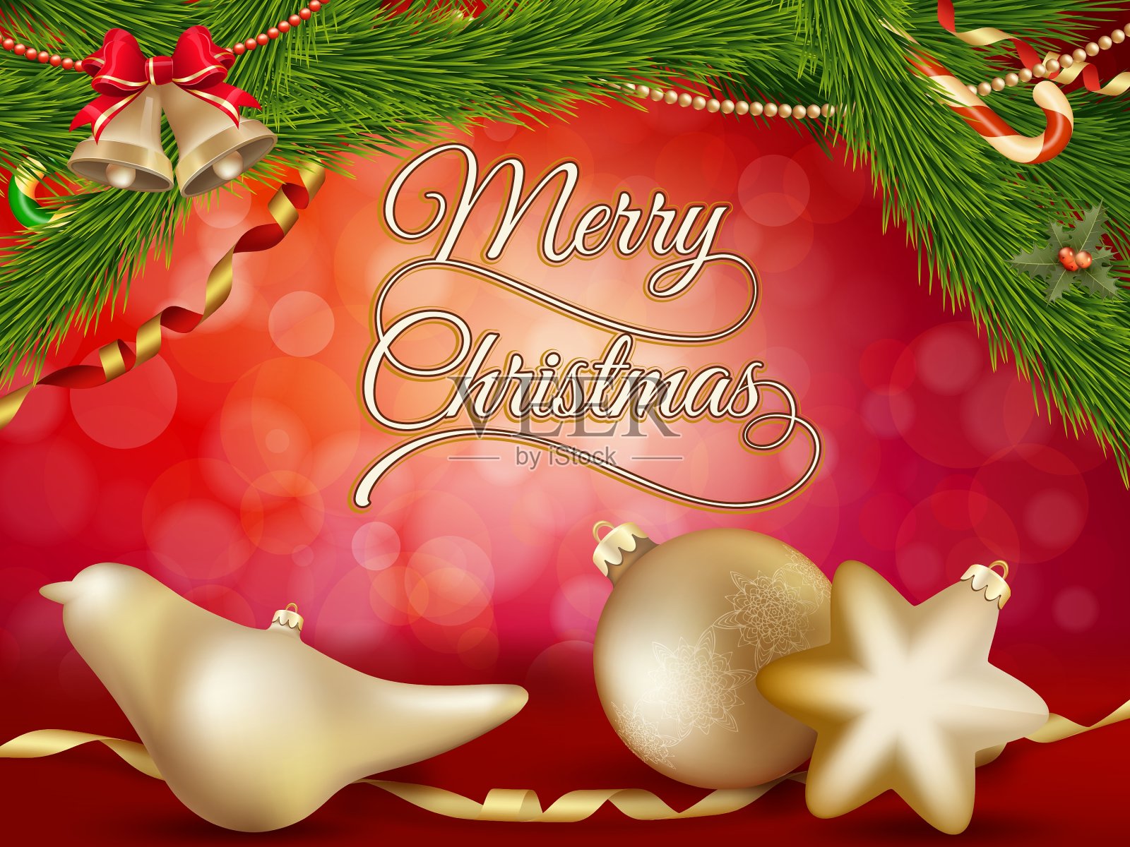 圣诞背景与金饰EPS 10设计模板素材