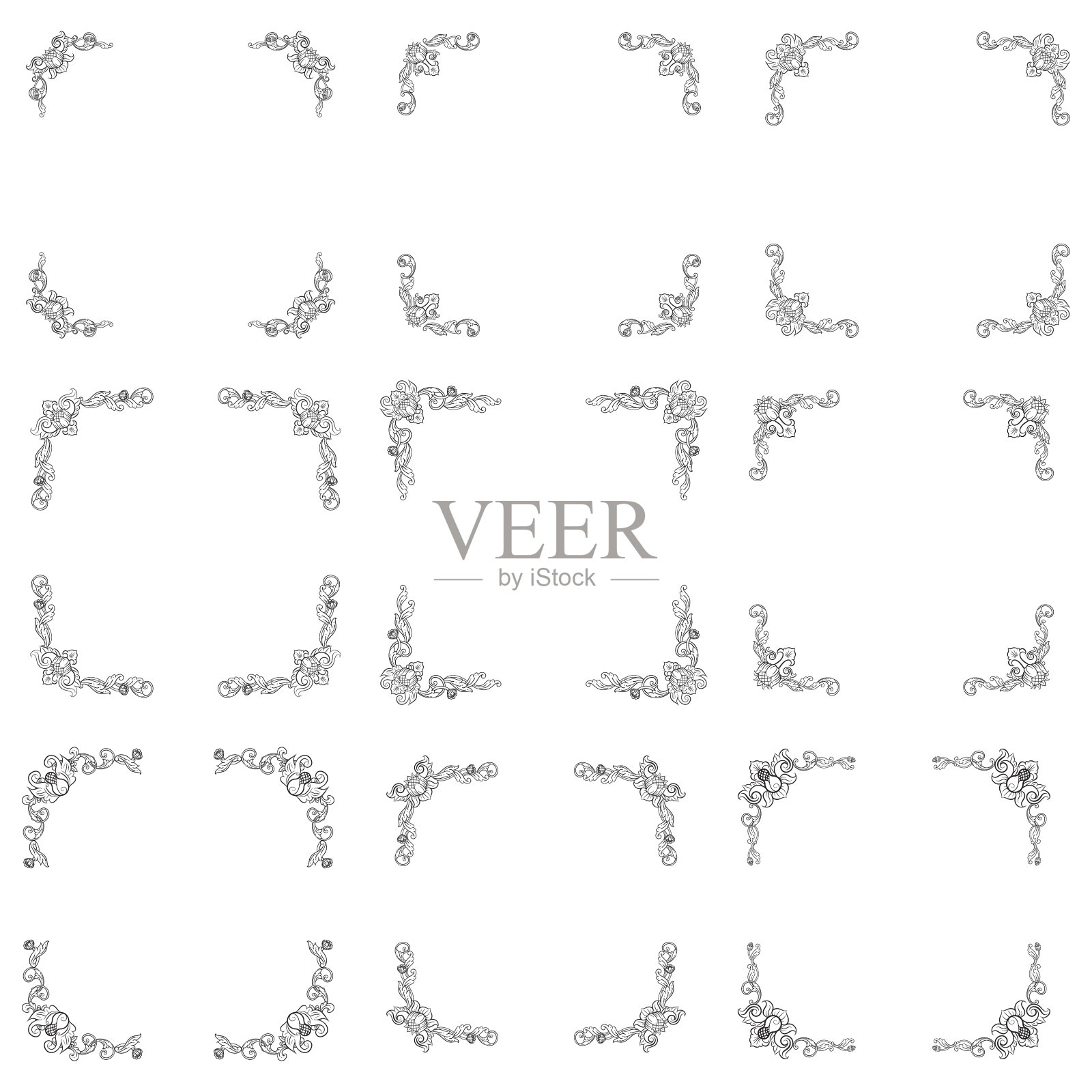 经典Vitage手绘婚礼矢量装饰框架插画图片素材