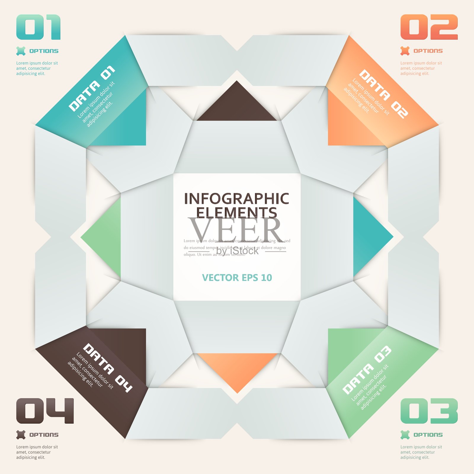 现代折纸风格数字选项信息图表设计模板素材