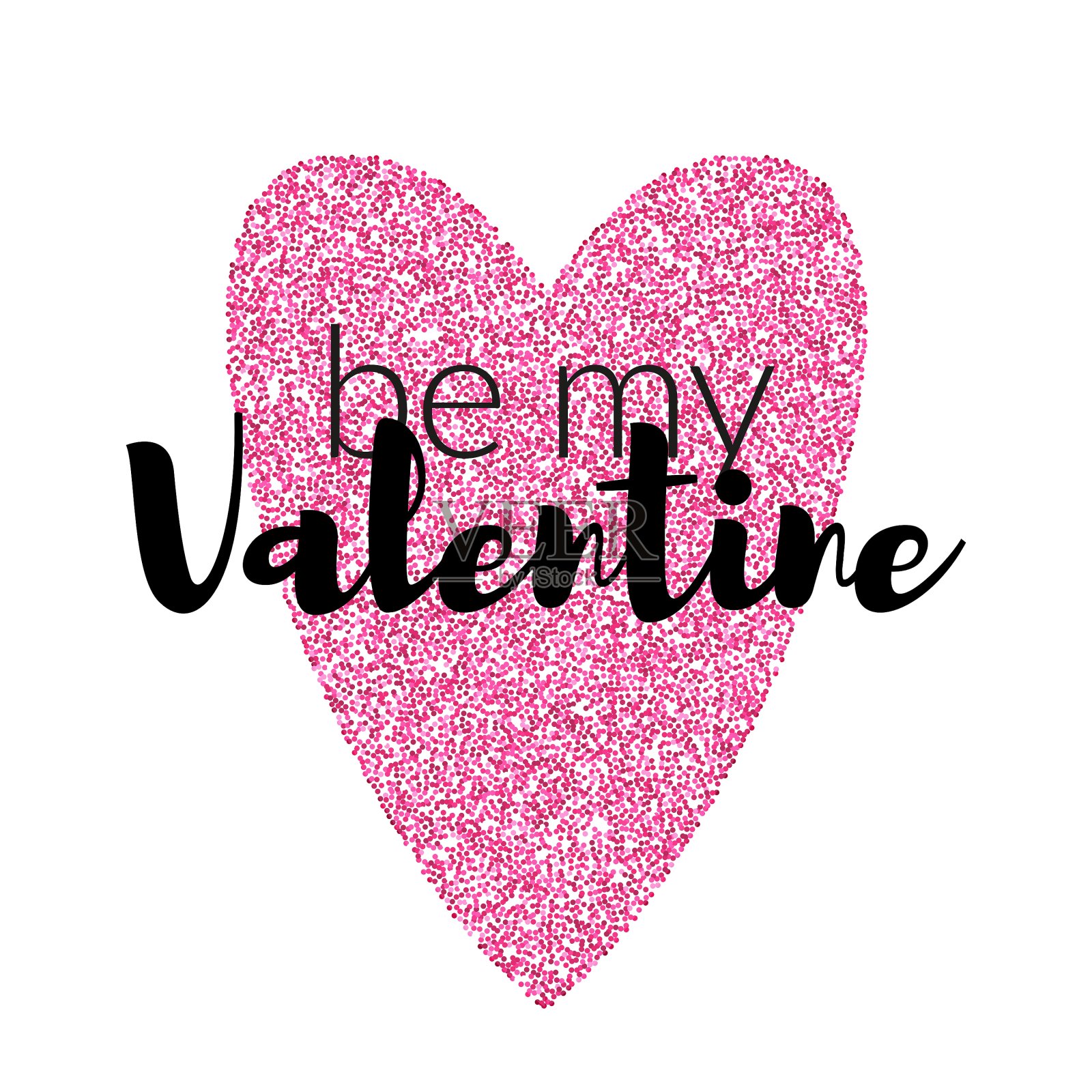 印刷字体的情人节标签与粉色闪光设计元素图片