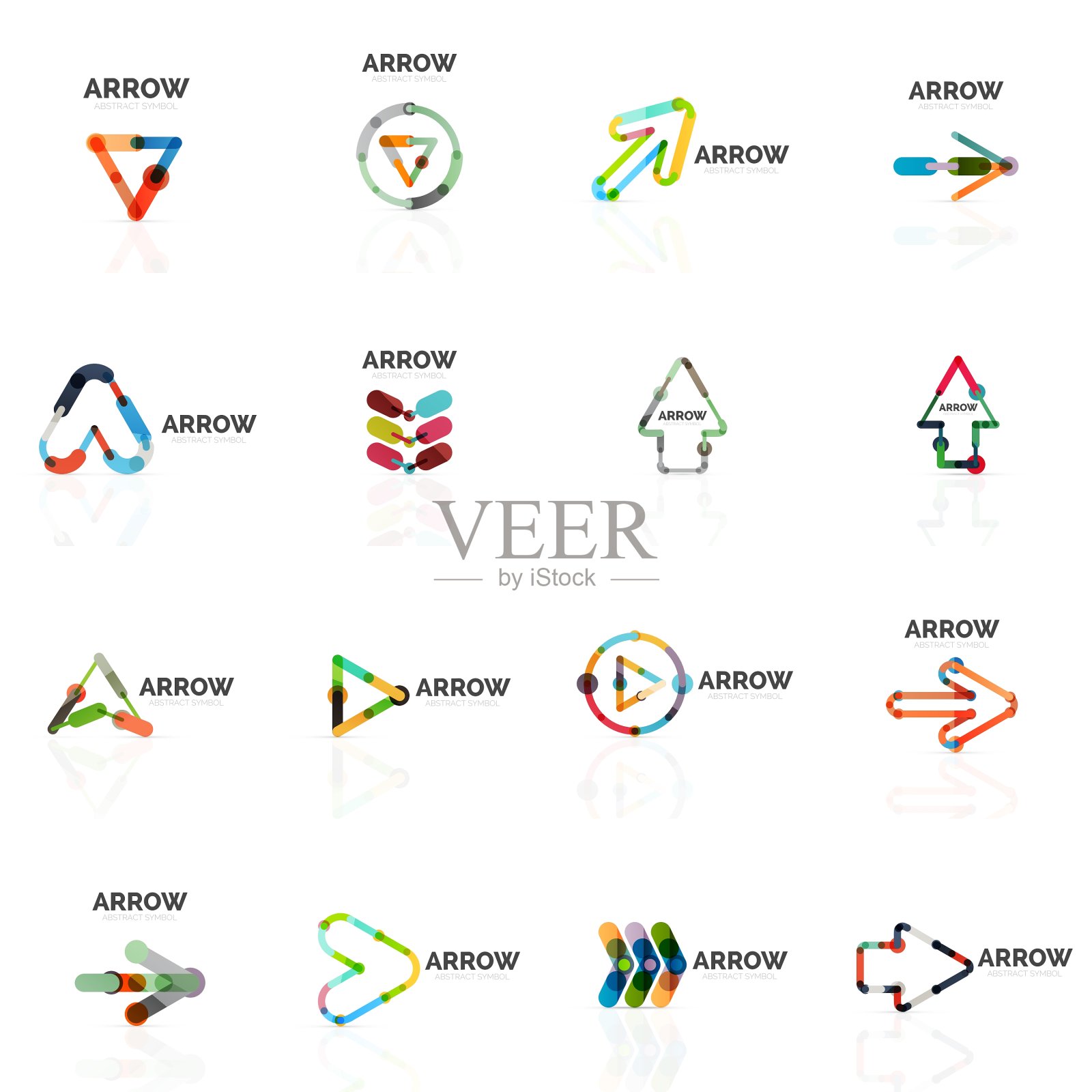 线性箭头抽象逻各斯连接图标素材