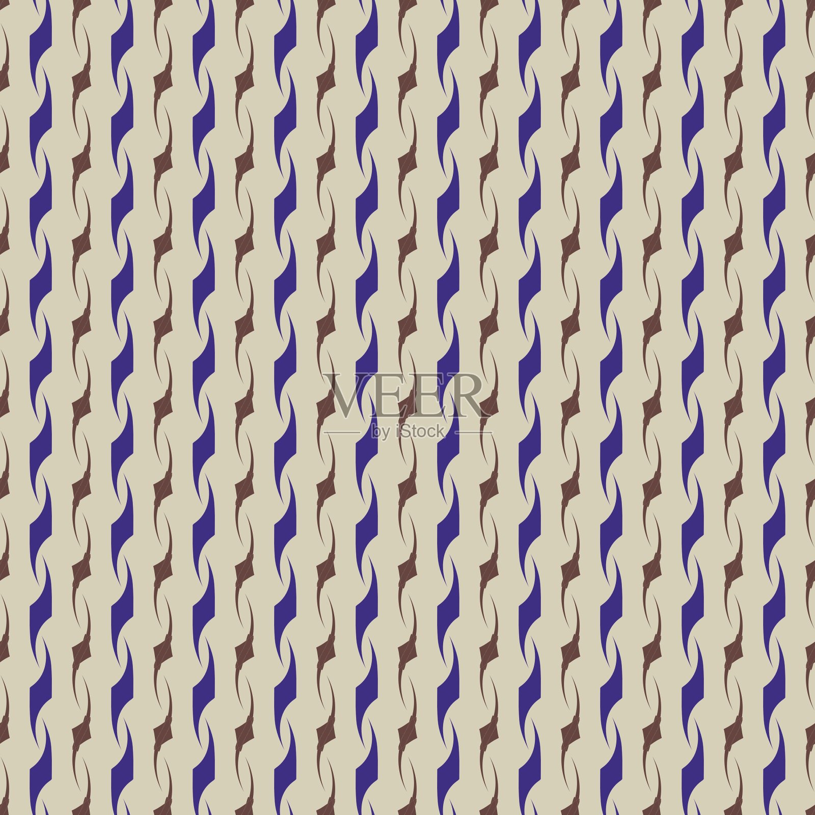 波浪线蓝色和棕色无缝图案插画图片素材