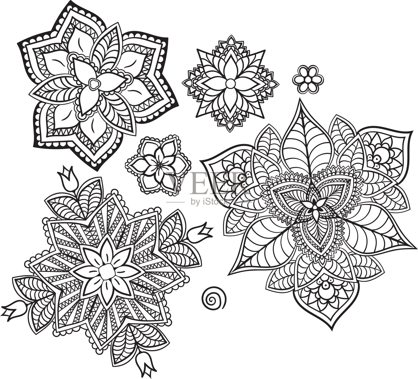 曼荼罗民族装饰元素手绘设计元素图片