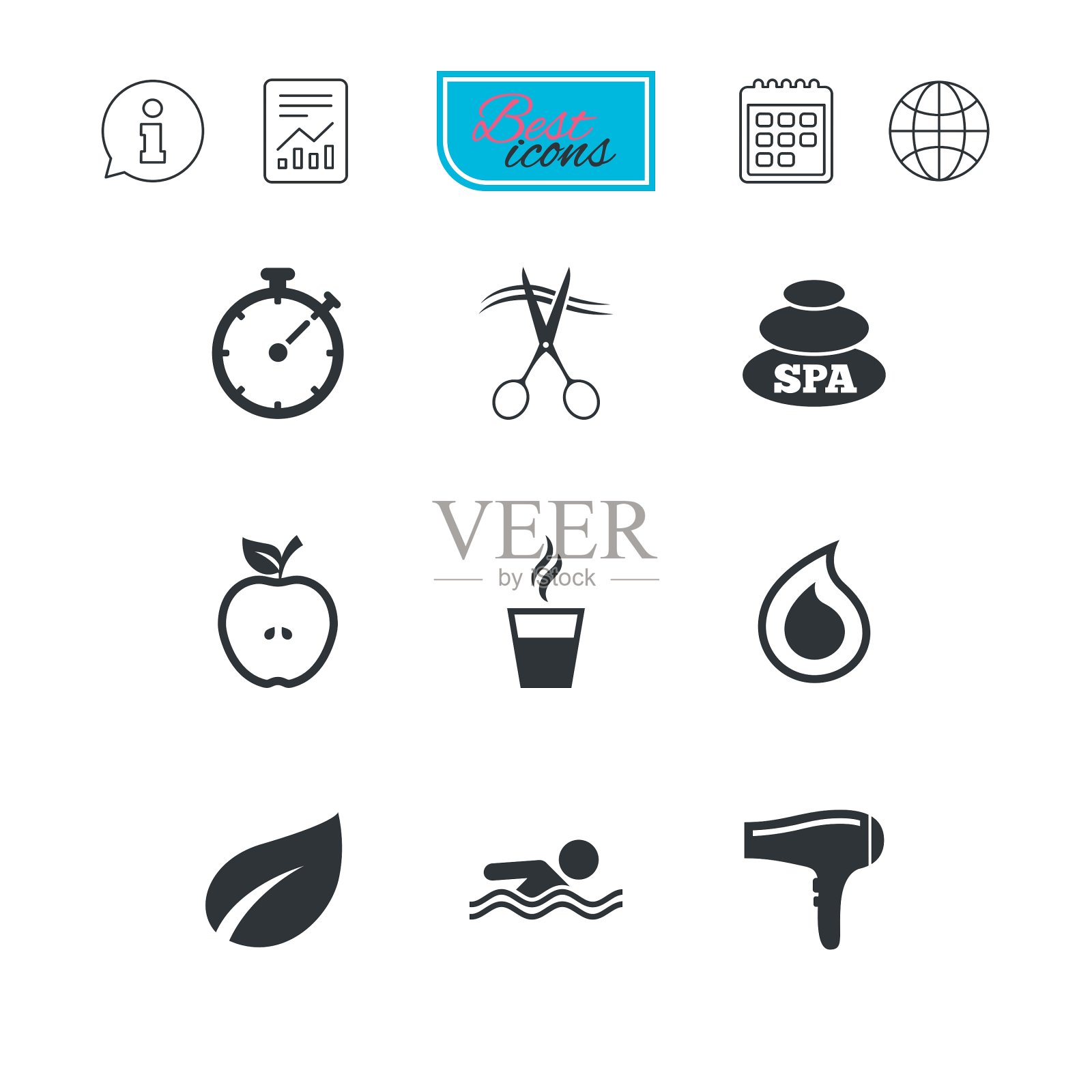 水疗美发偶像游泳池标志图标素材