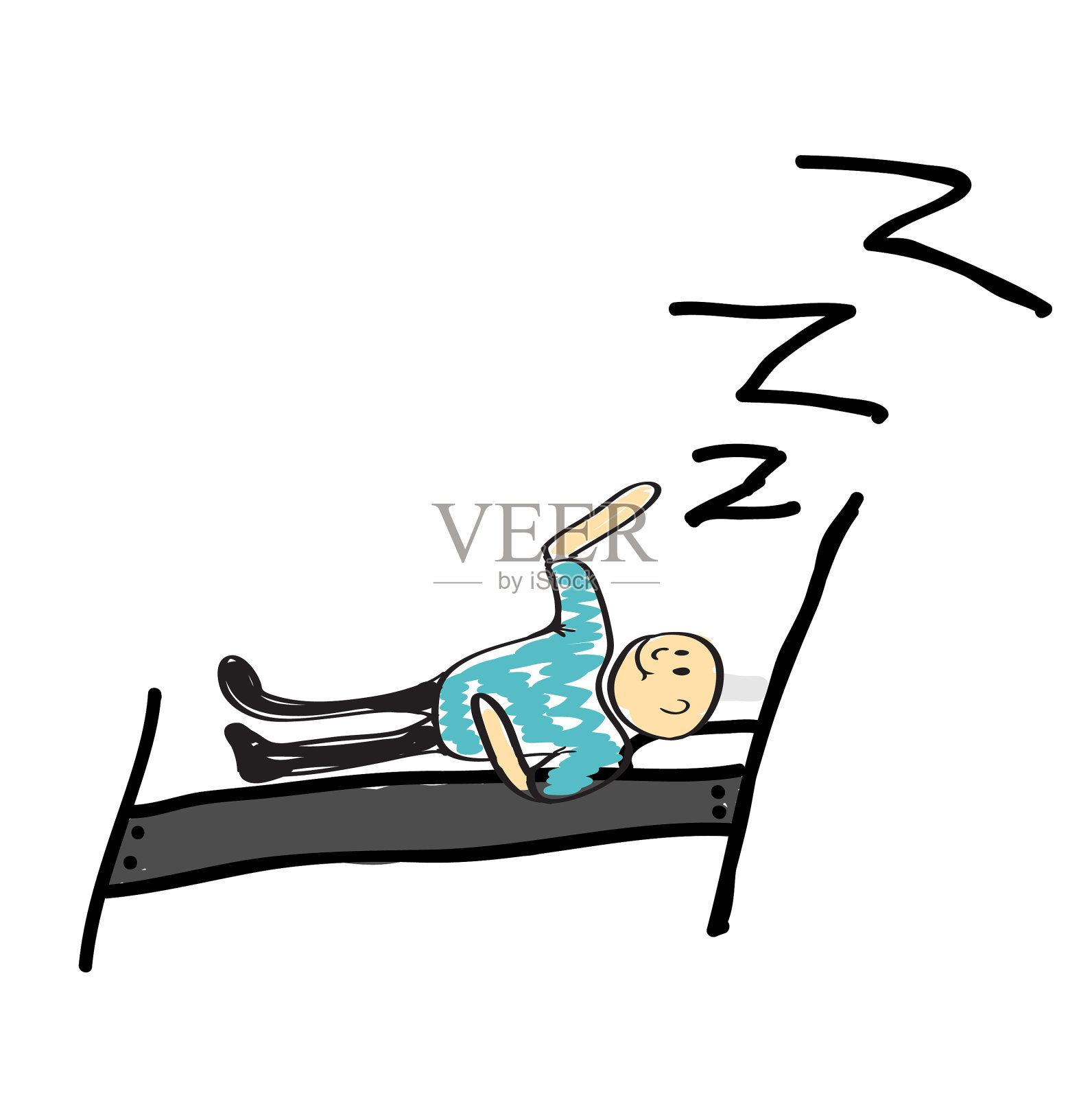 男人在枕头上做梦插画图片素材