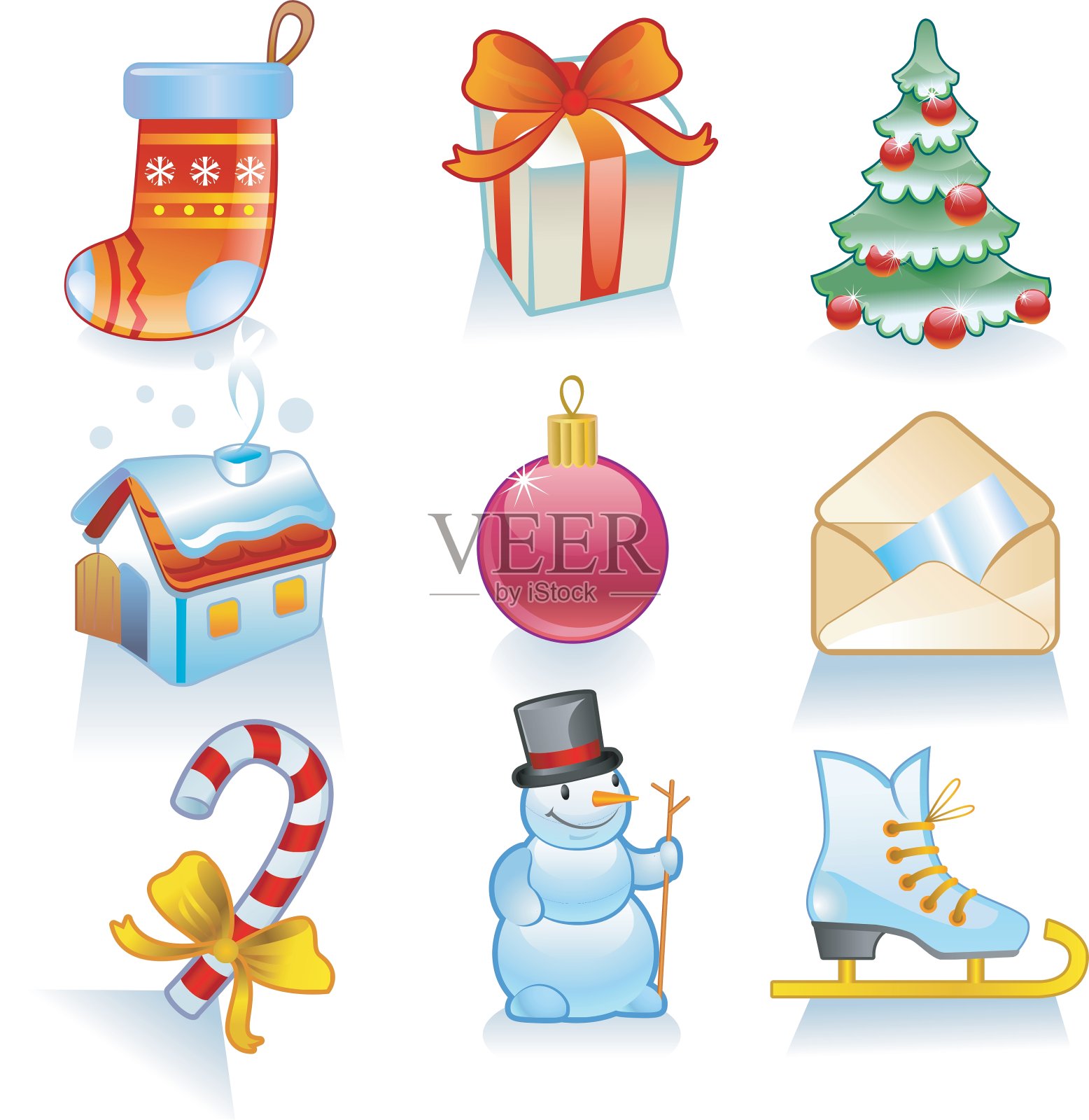 圣诞标志套装图标素材