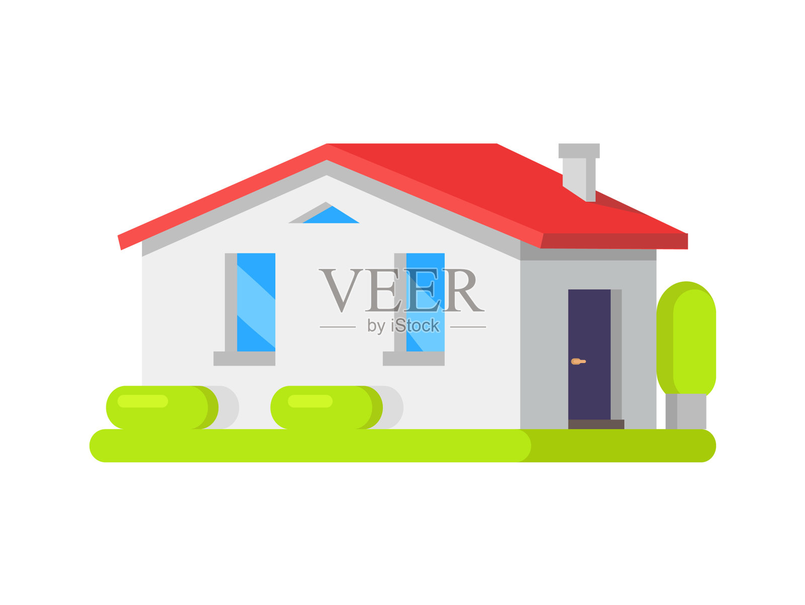 被灌木丛包围的房子设计元素图片