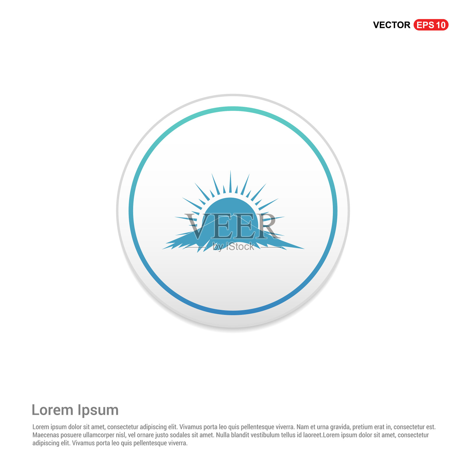 太阳云图标-白圈按钮插画图片素材