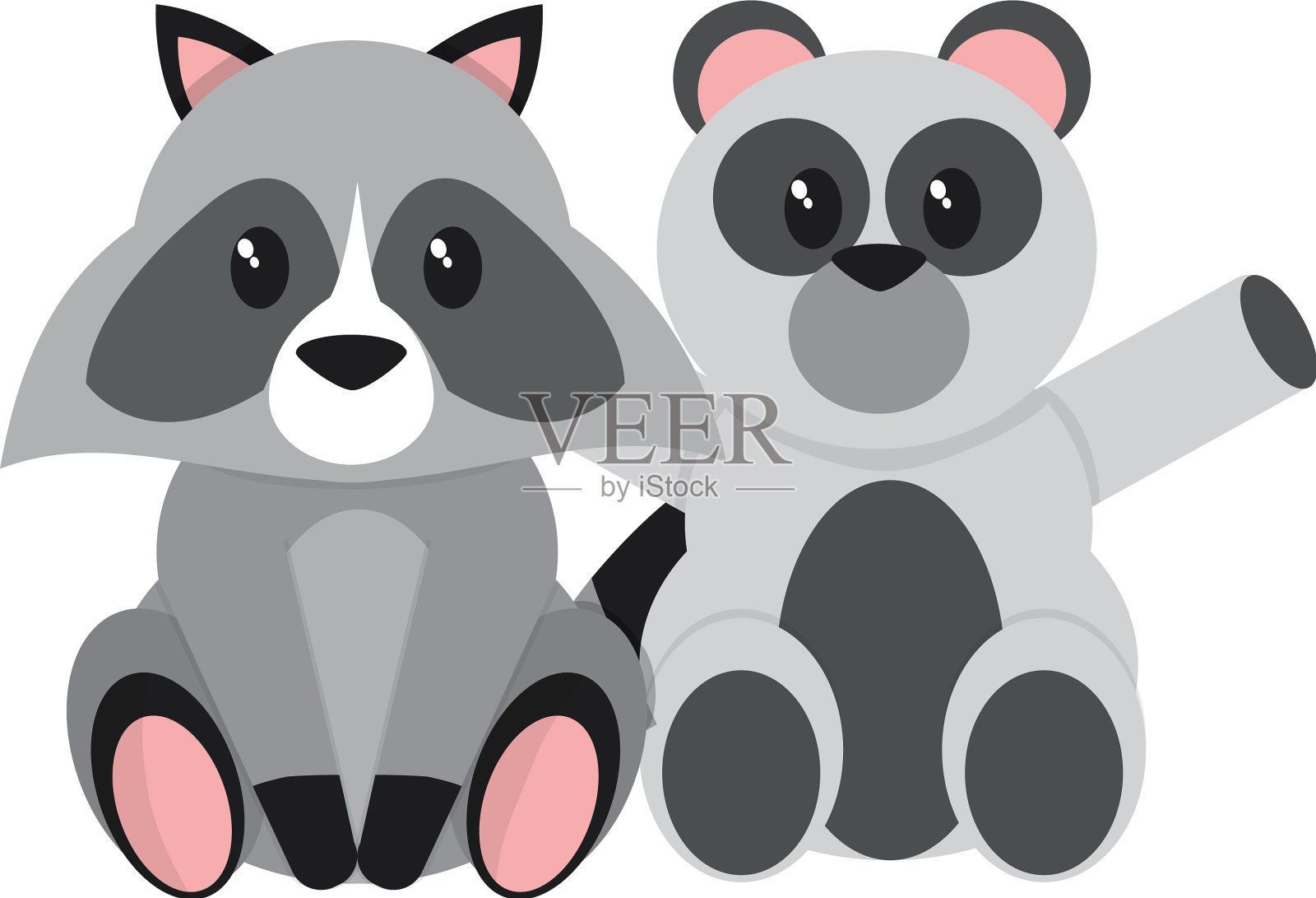 浣熊和熊的卡通设计设计元素图片