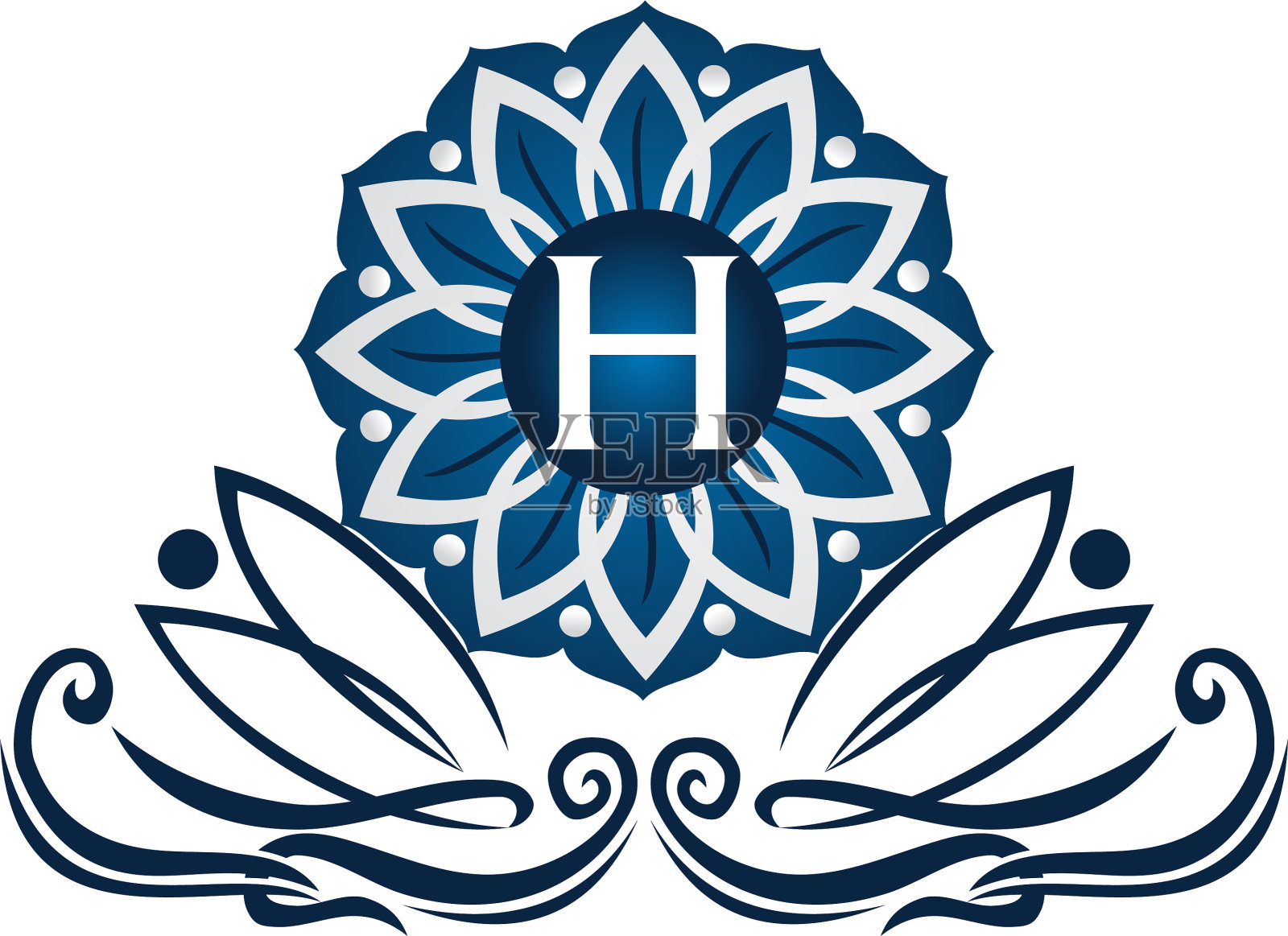 花优雅的图标首字母h设计元素图片