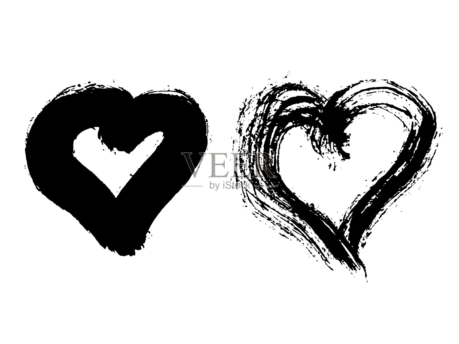 手绘的心形墨水设计元素图片