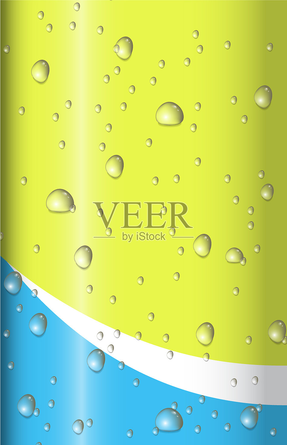 水滴在黄色和蓝色的背景上插画图片素材