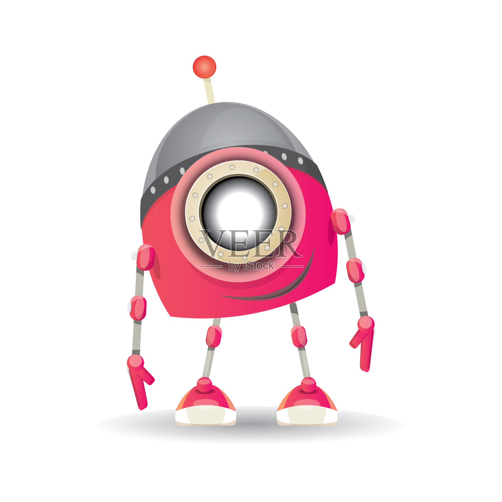 有趣的卡通粉色友好机器人角色设计元素图片