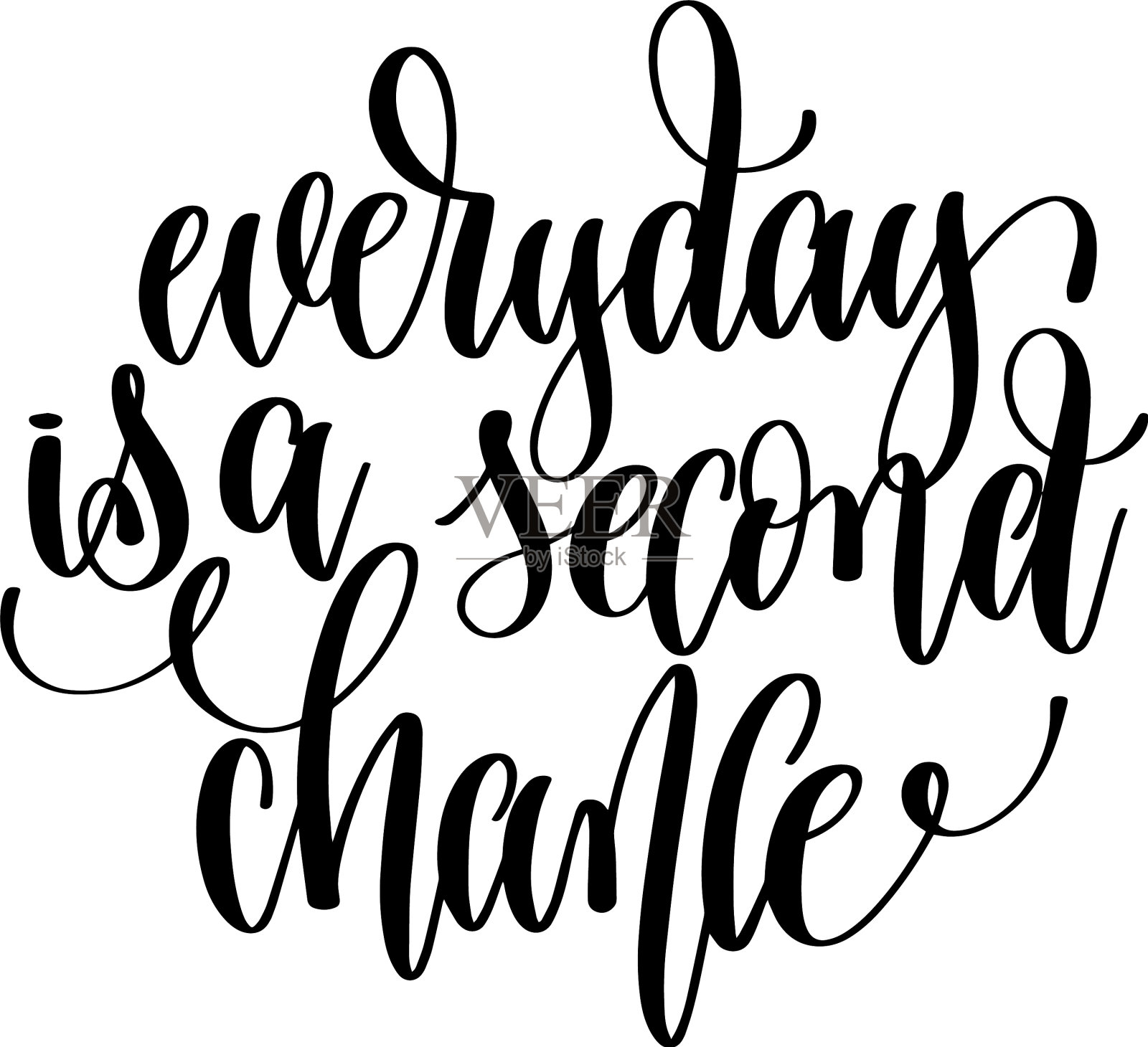 每天都是第二次机会手写字母设计元素图片