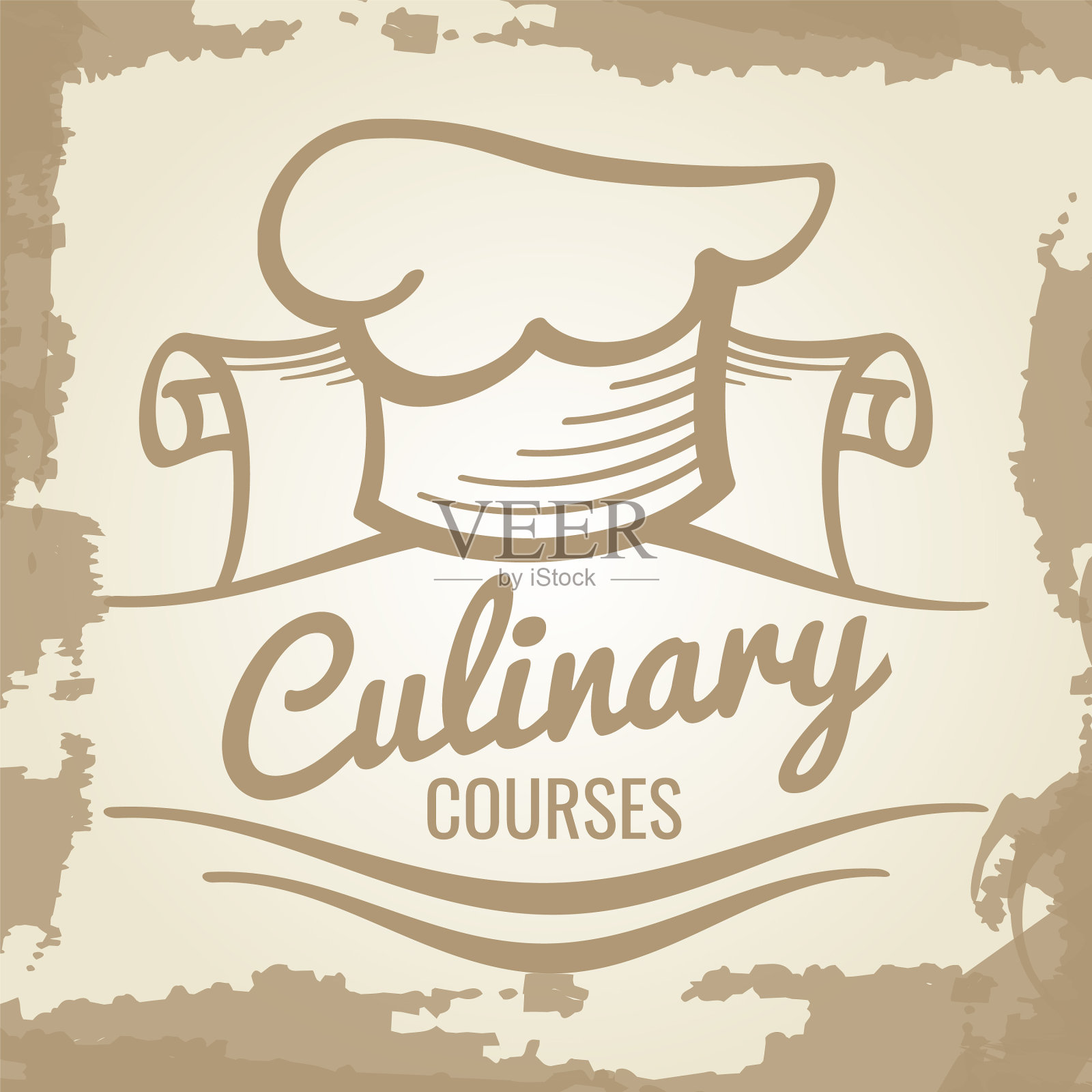 烹饪课程grunge徽章或标志设计插画图片素材
