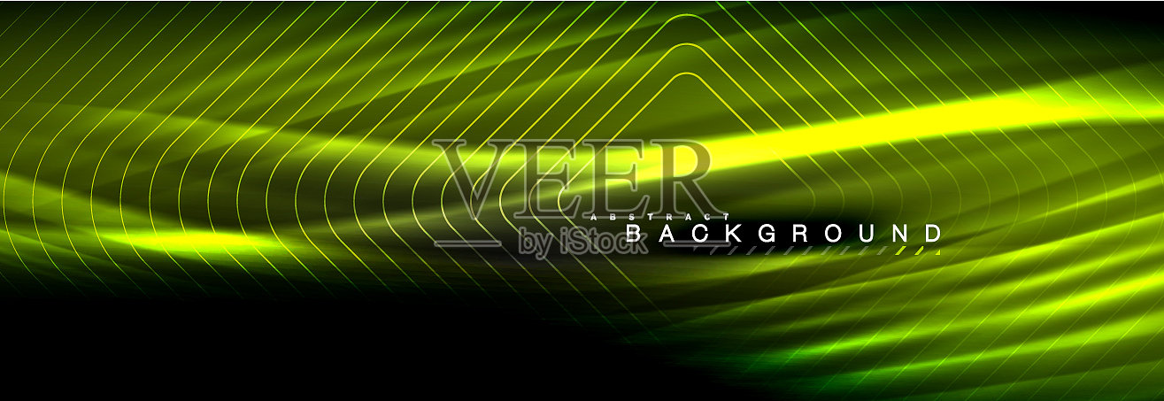 霓虹发光的流体波线魔法能量空间插画图片素材