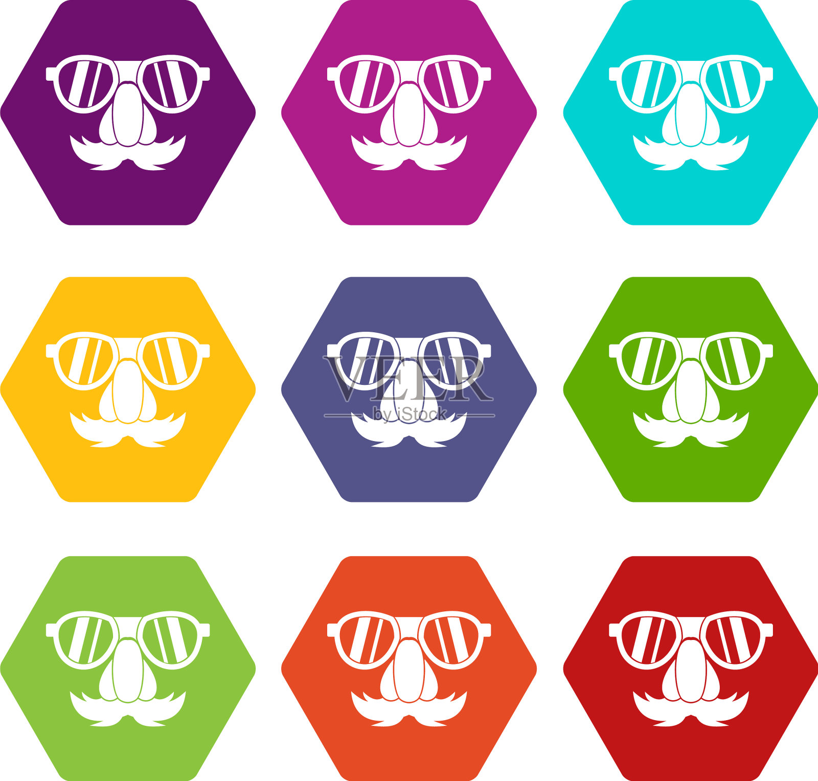 小丑脸图标设置颜色六面体图标素材