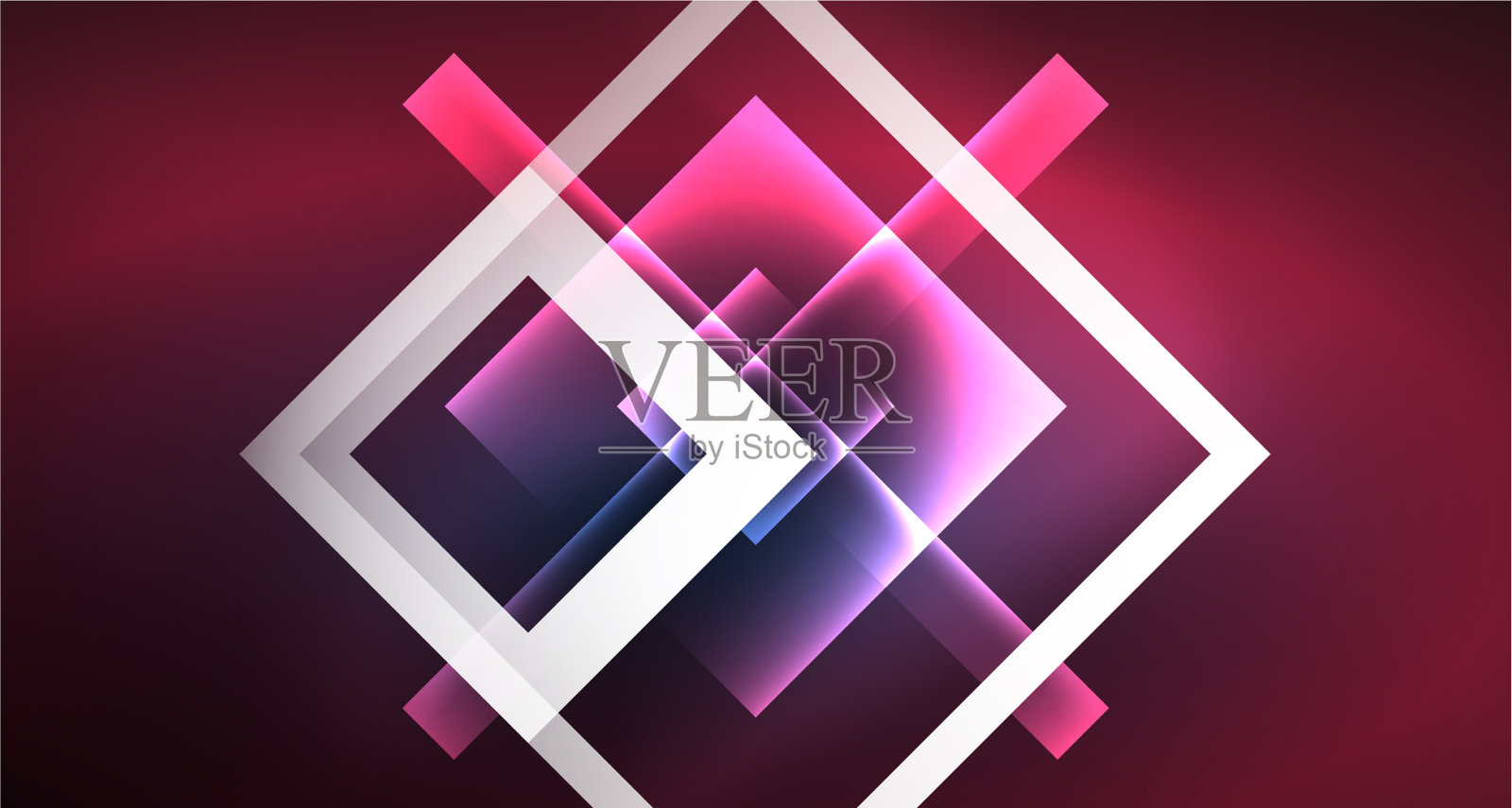 霓虹发光的科技方形矩形线蓝色插画图片素材