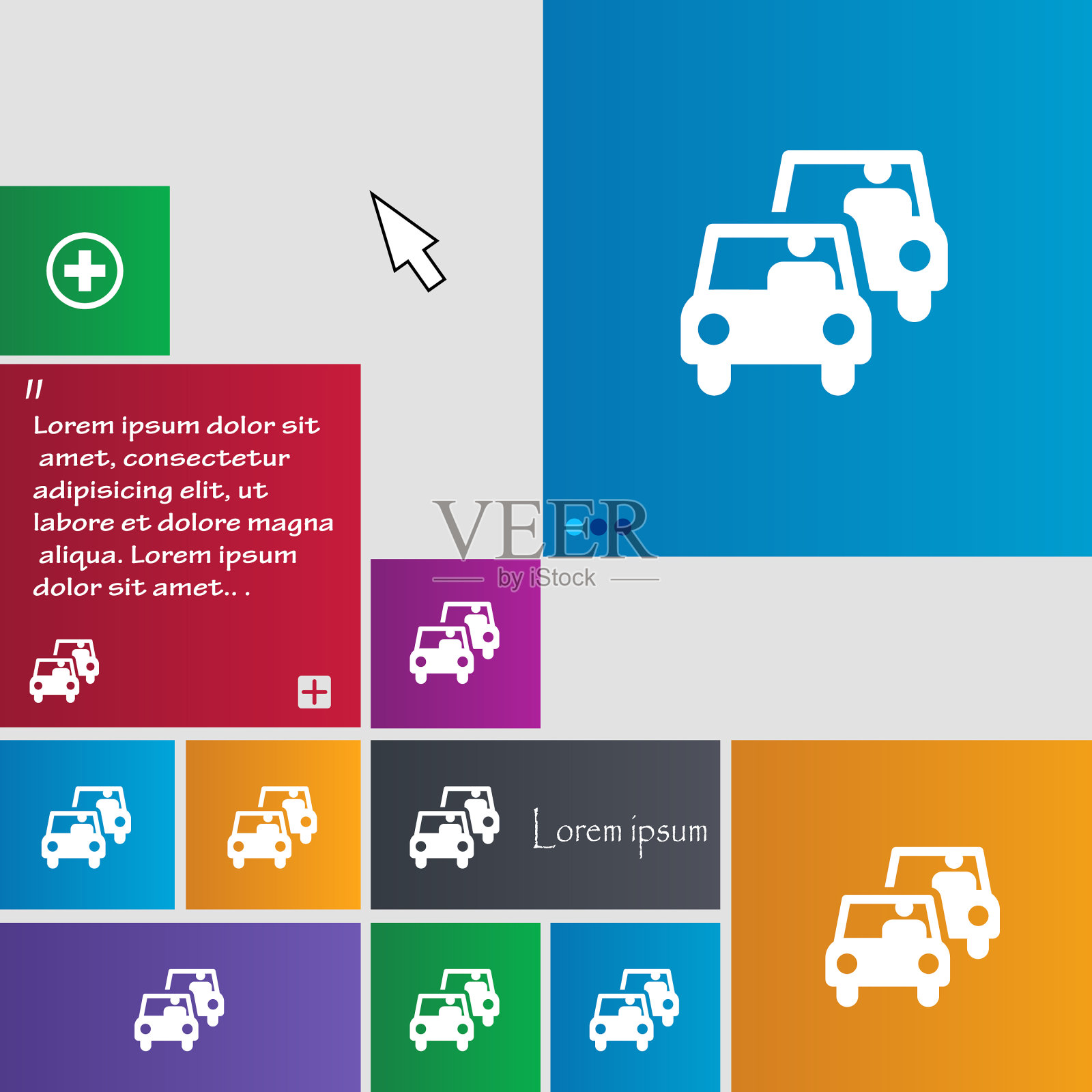 彩色的图标和标志的形式的一个按钮插画图片素材