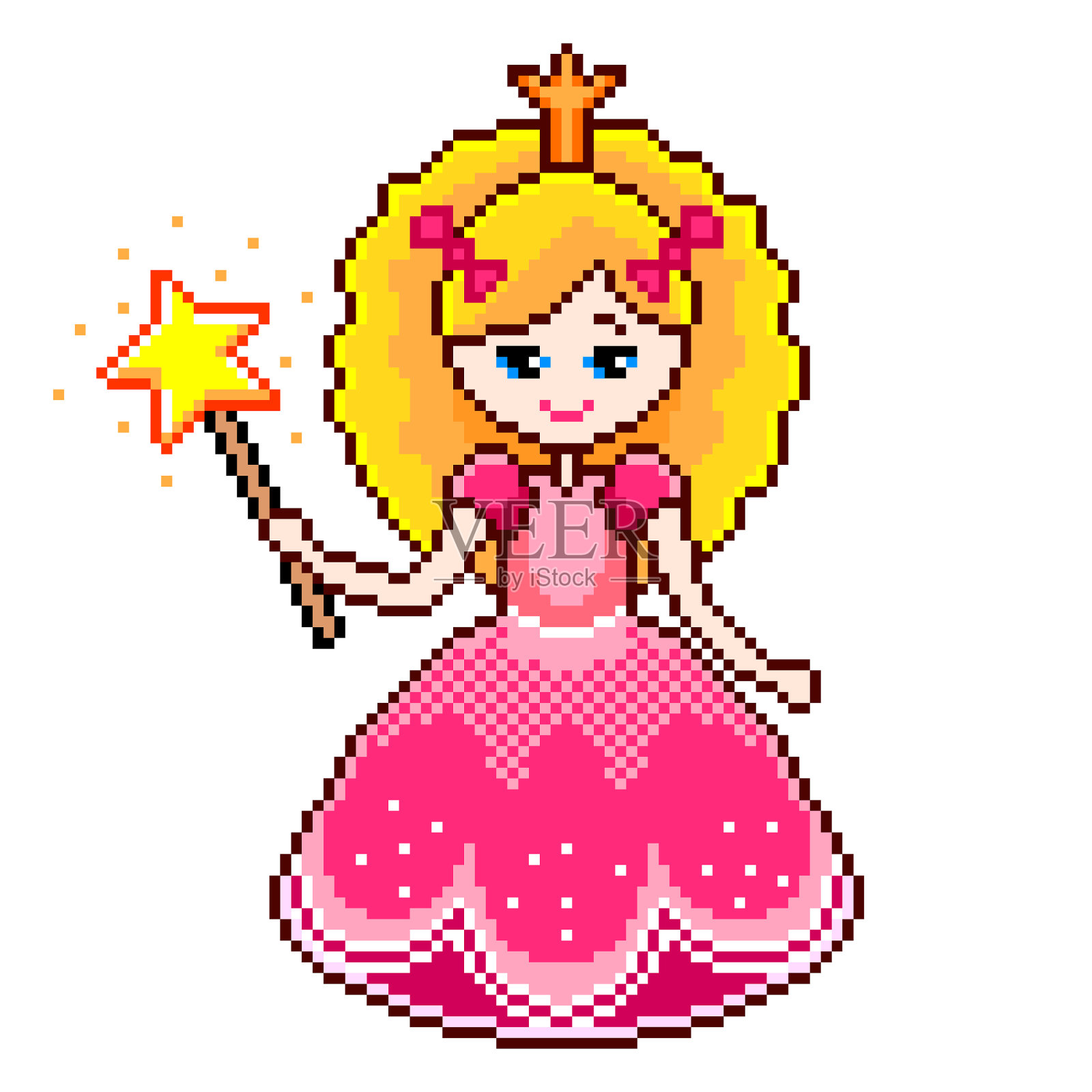 像素可爱公主详细孤立设计元素图片