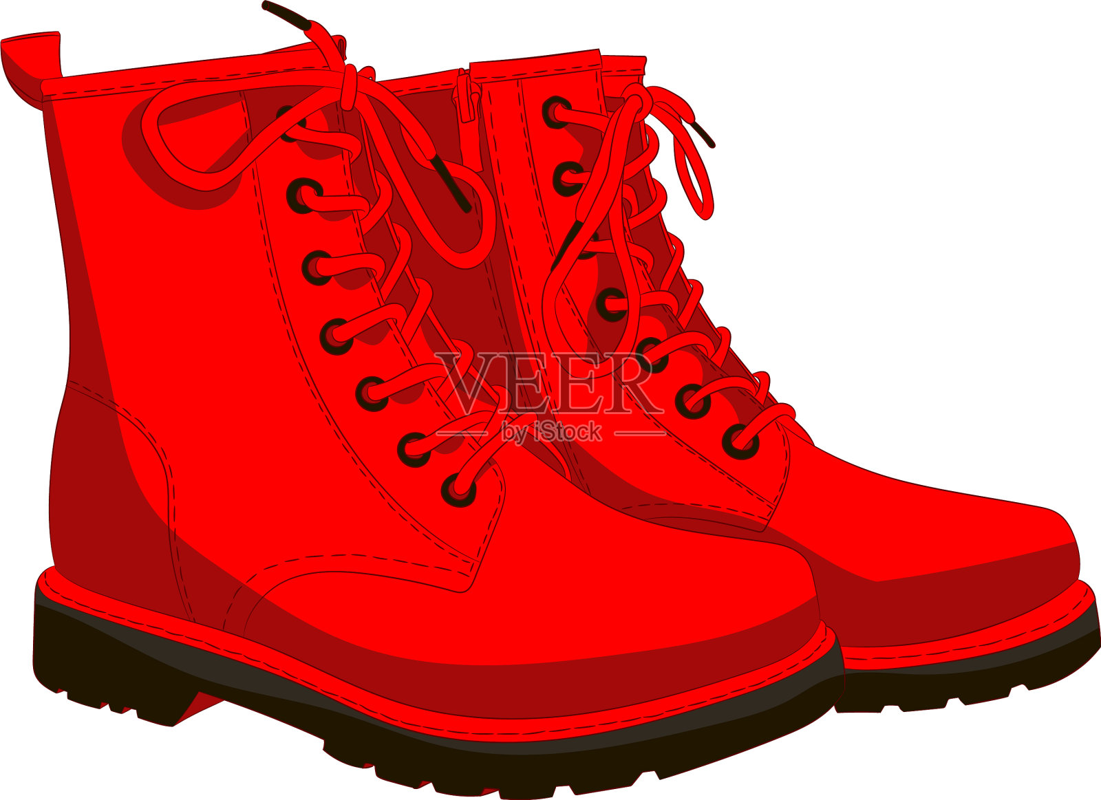 靴子红色,白色插画图片素材
