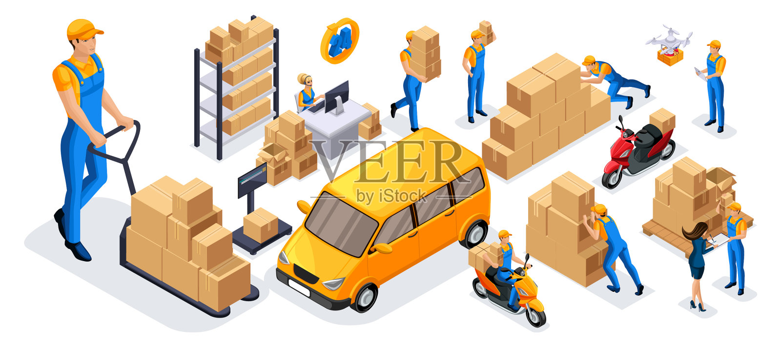 等距设置服务交付图标设计元素图片