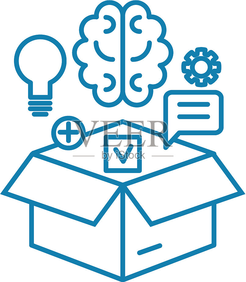 智力资源线性图标概念设计元素图片