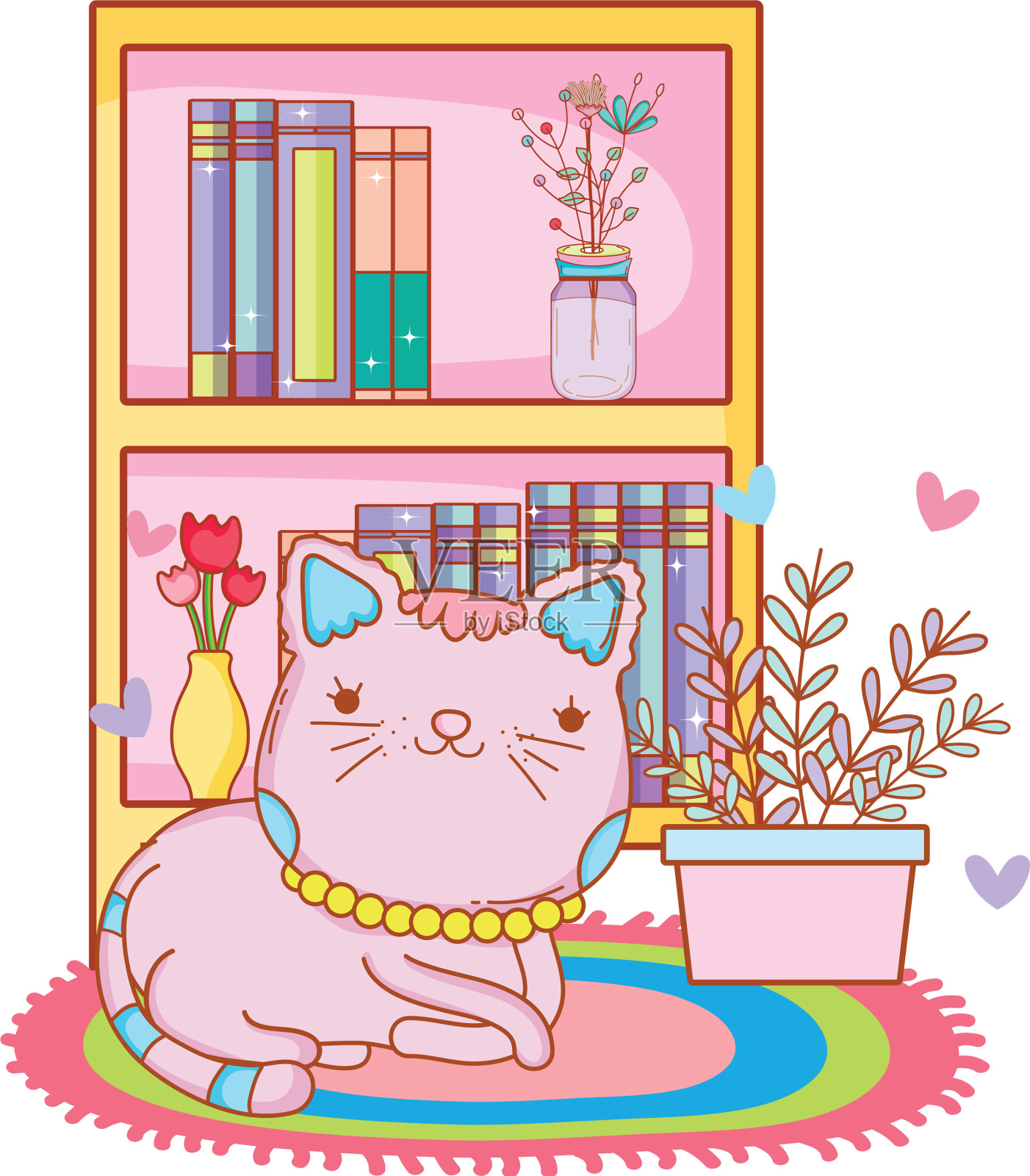 小猫小猫躺下卡通设计元素图片