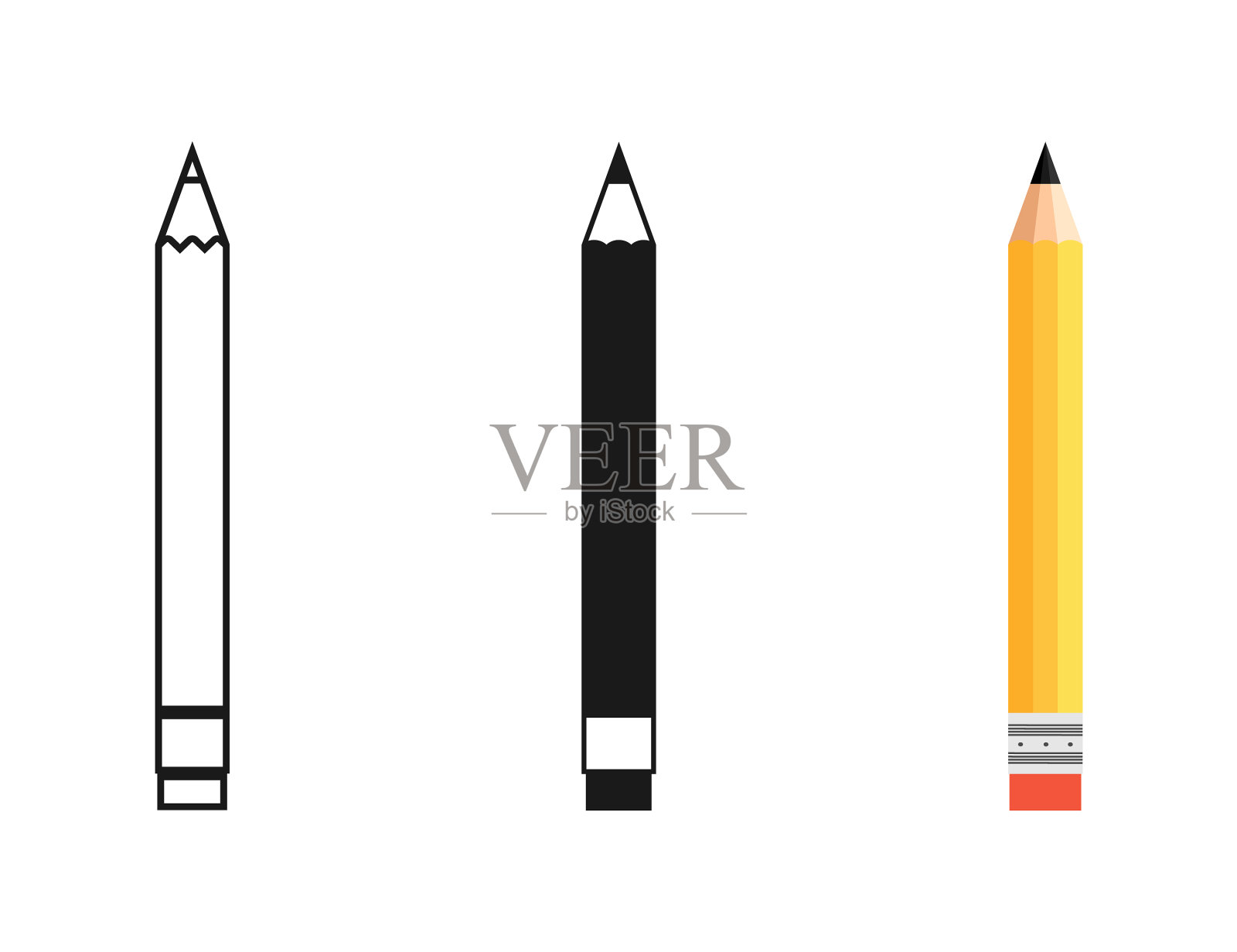 铅笔在不同的设计铅笔与橡胶插画图片素材