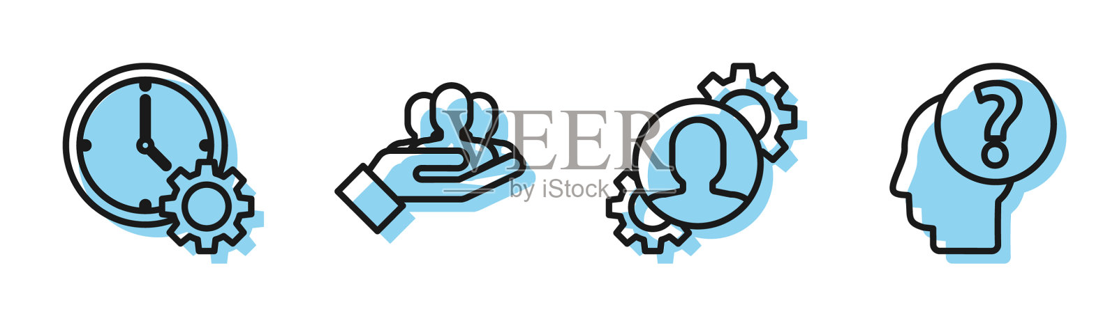 在时间管理上设置线人与齿轮图标素材