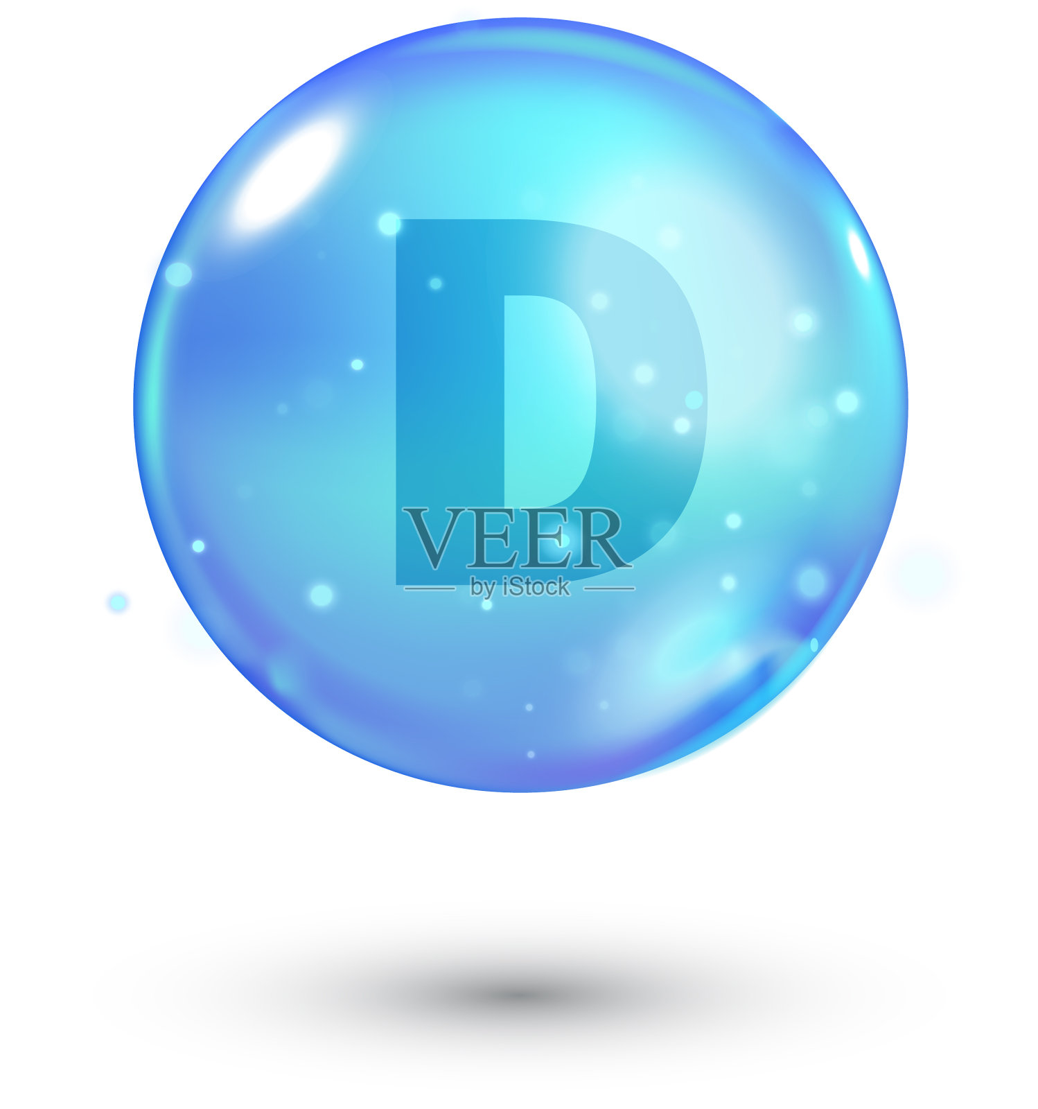 闪亮的彩色碗,字母维他命蓝色设计元素图片